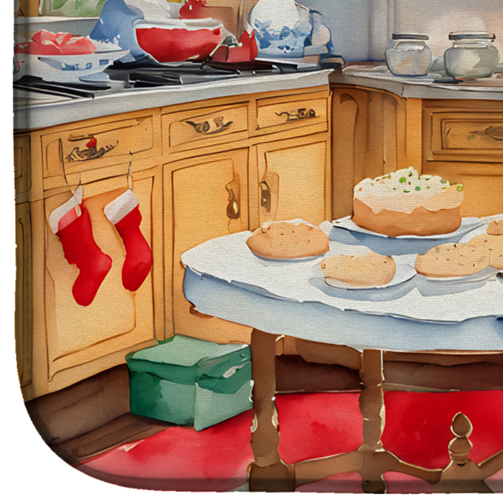 Caroline's Treasures Chinese Crested Christmas Cookies Dish Drying Mat