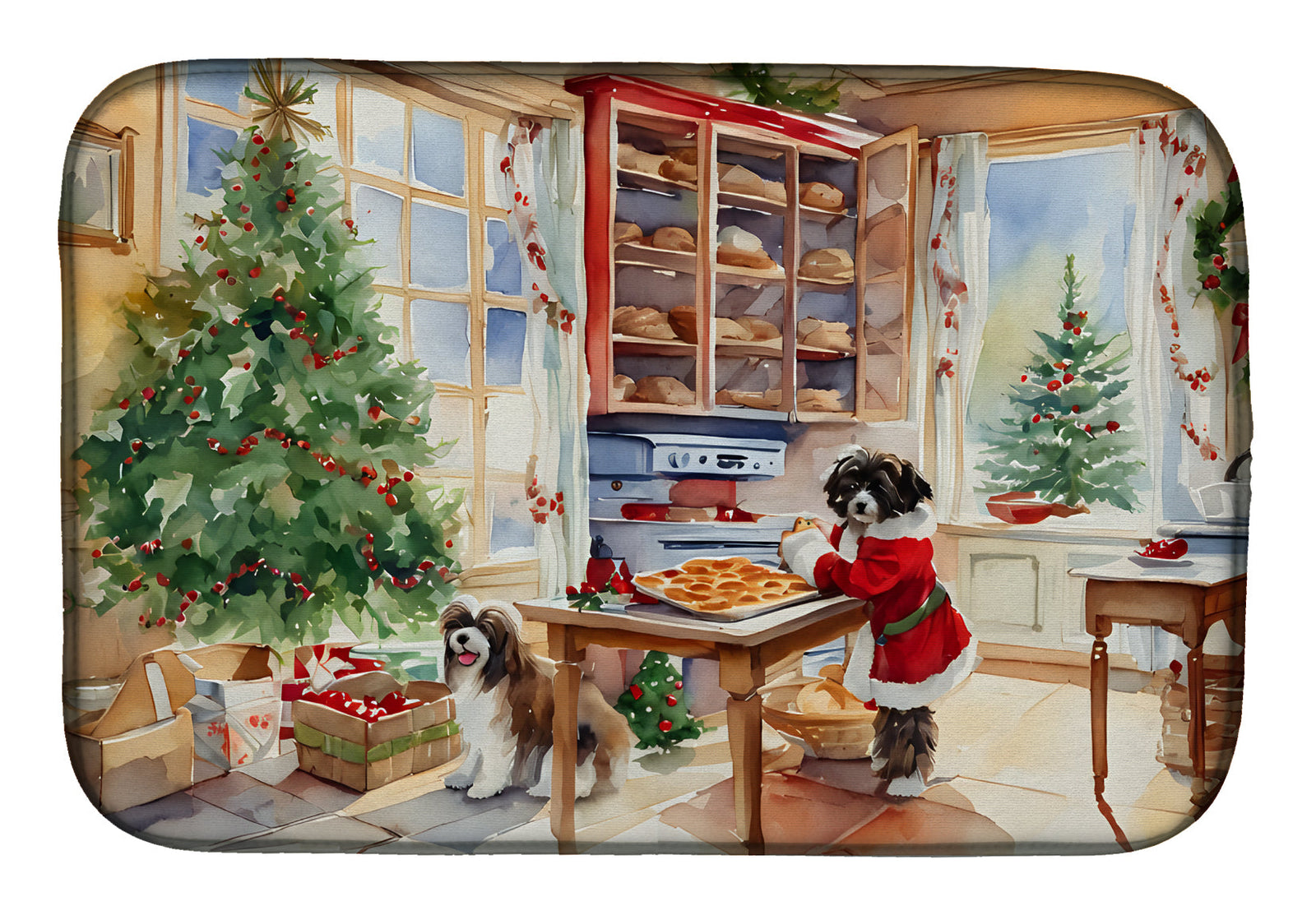 Caroline's Treasures Havanese Christmas Cookies Dish Drying Mat