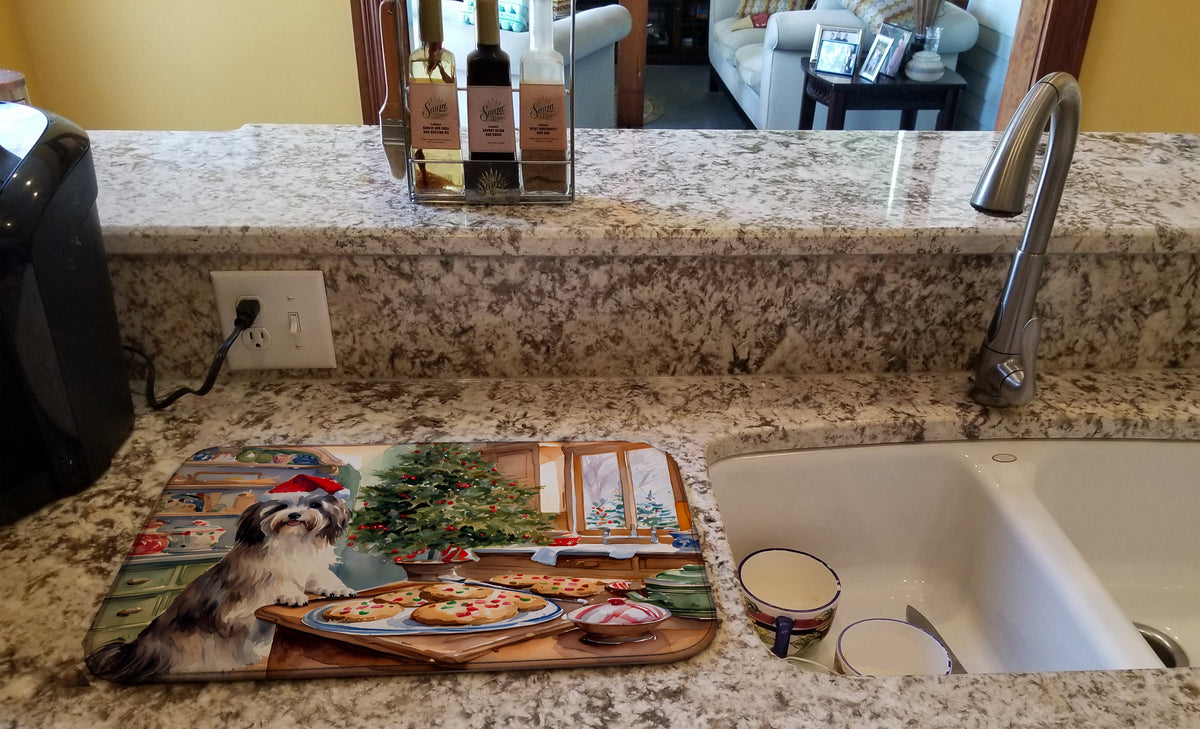 Caroline's Treasures Havanese Christmas Cookies Dish Drying Mat