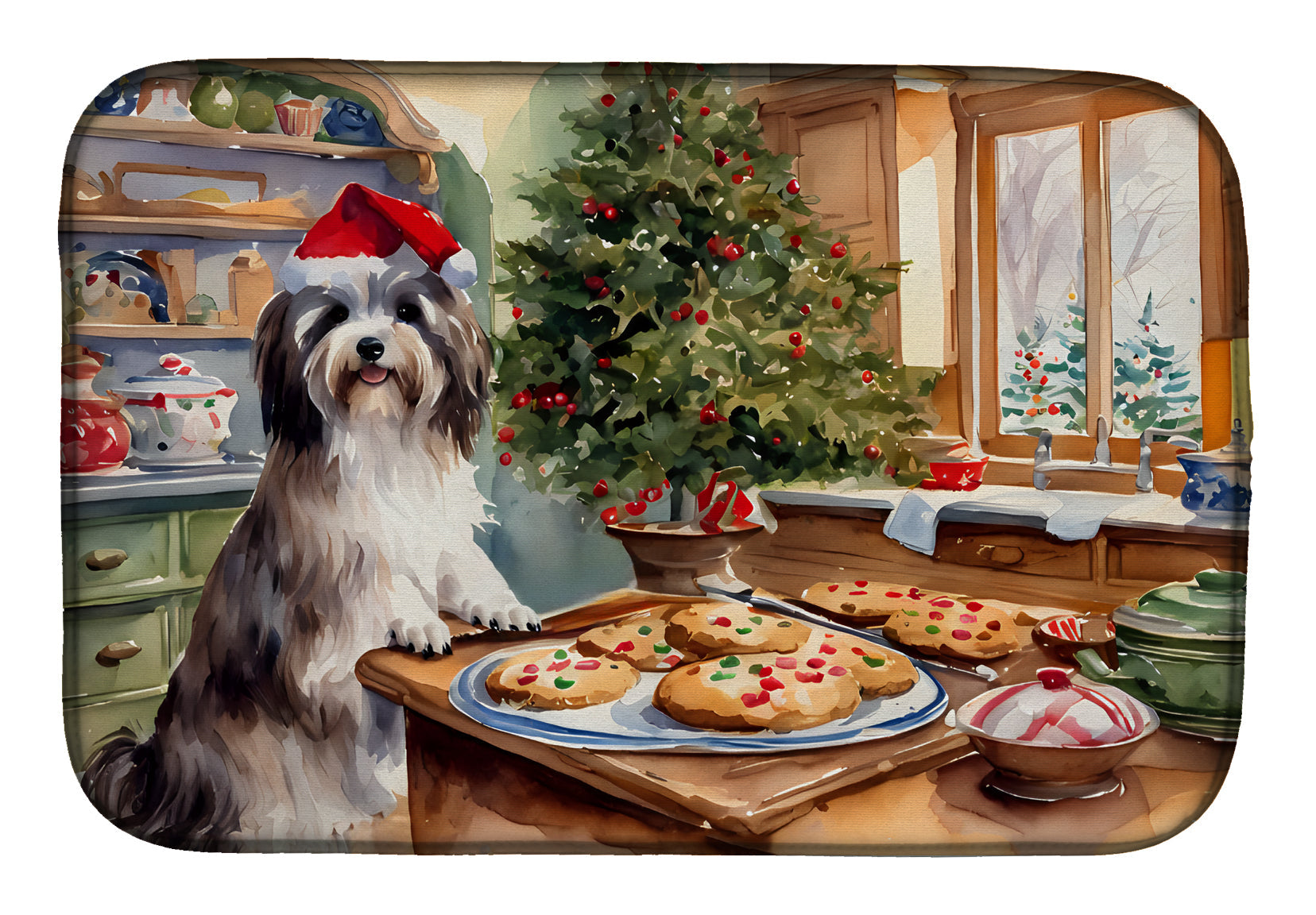 Caroline's Treasures Havanese Christmas Cookies Dish Drying Mat