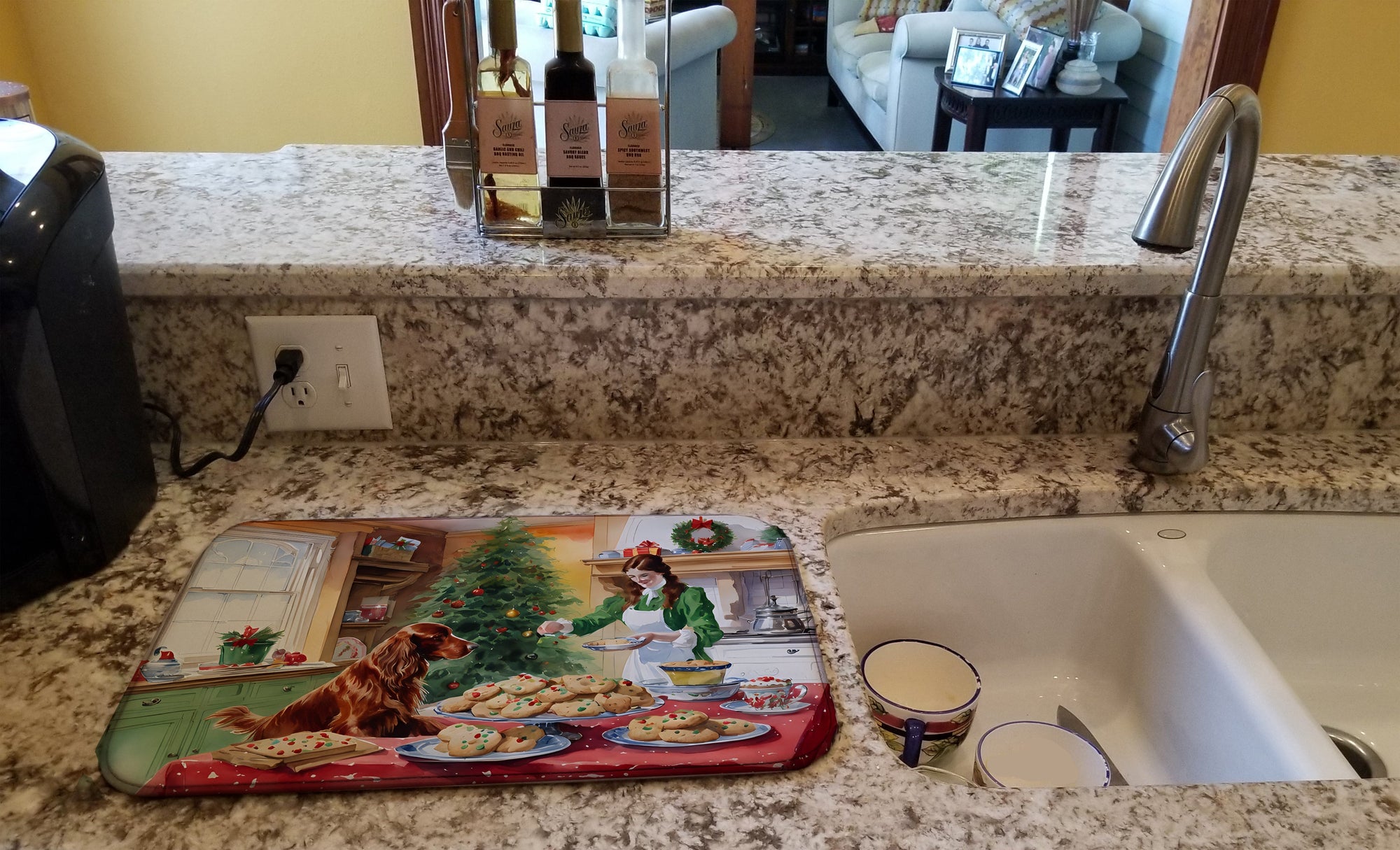 Caroline's Treasures Irish Setter Christmas Cookies Dish Drying Mat