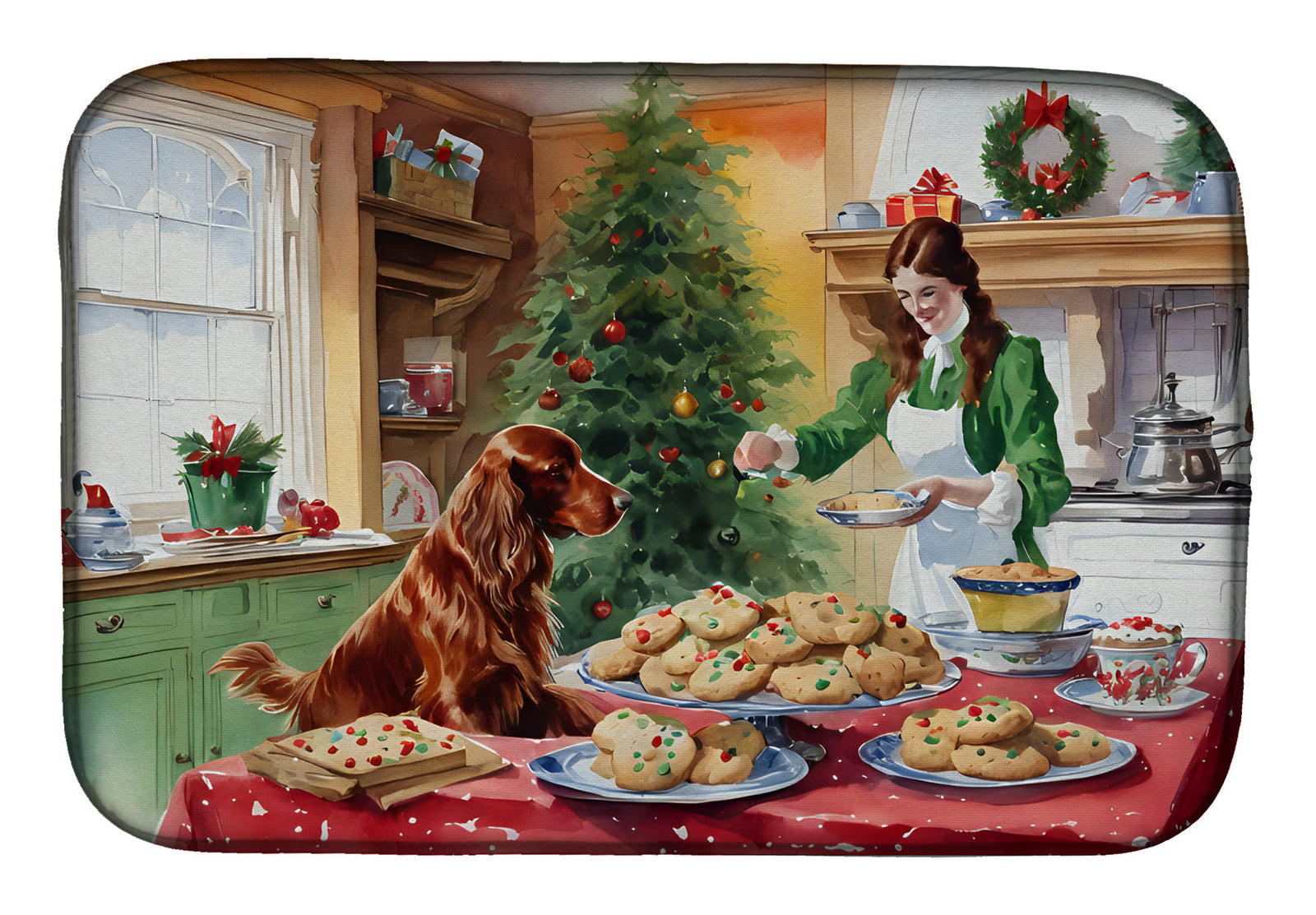 Caroline's Treasures Irish Setter Christmas Cookies Dish Drying Mat