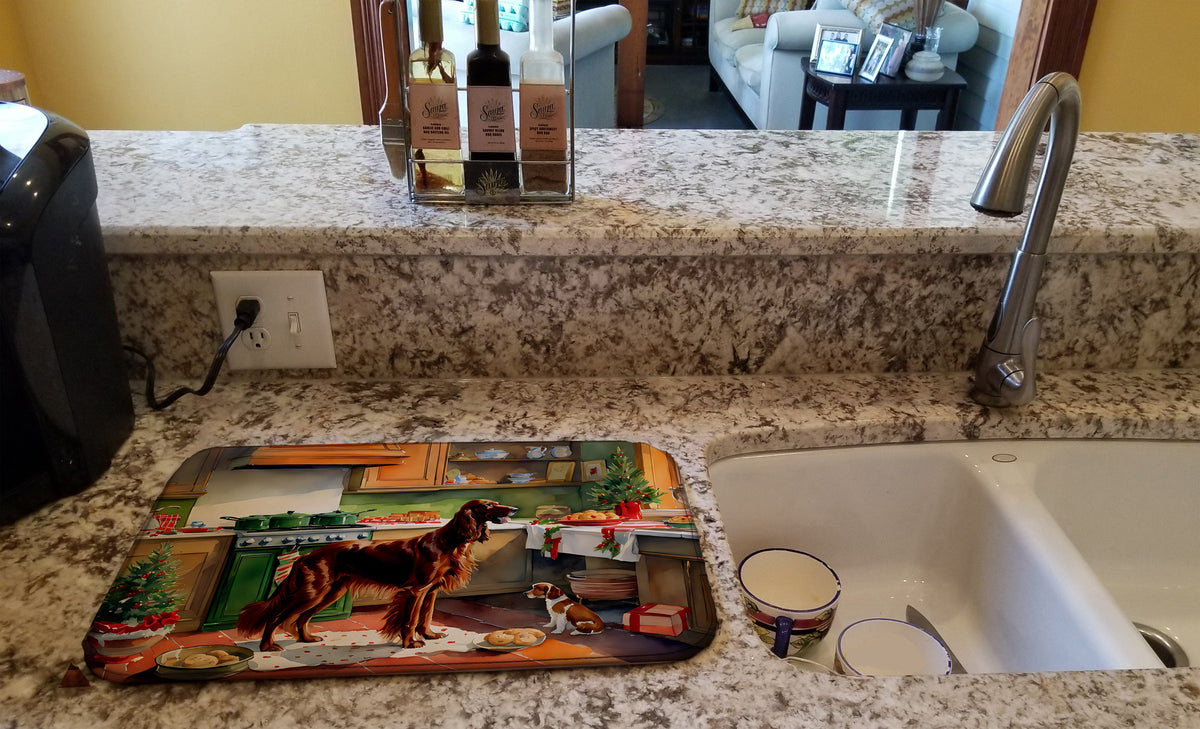 Caroline's Treasures Irish Setter Christmas Cookies Dish Drying Mat