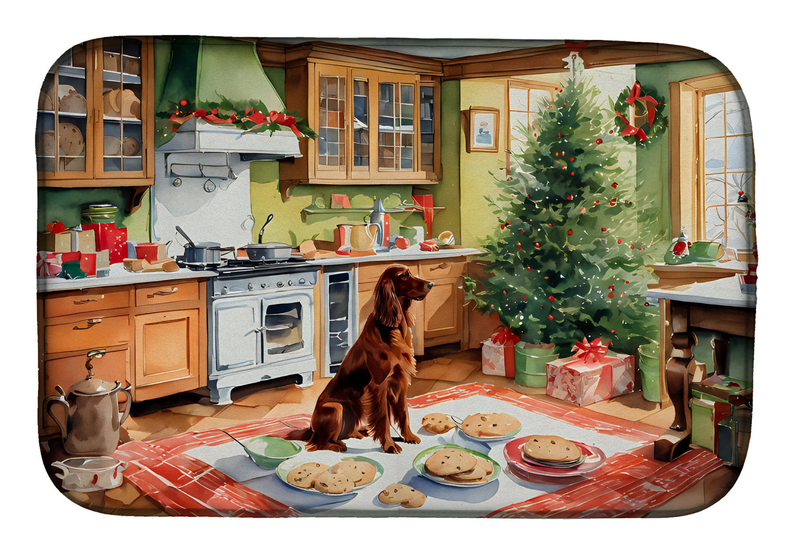 Caroline's Treasures Irish Setter Christmas Cookies Dish Drying Mat