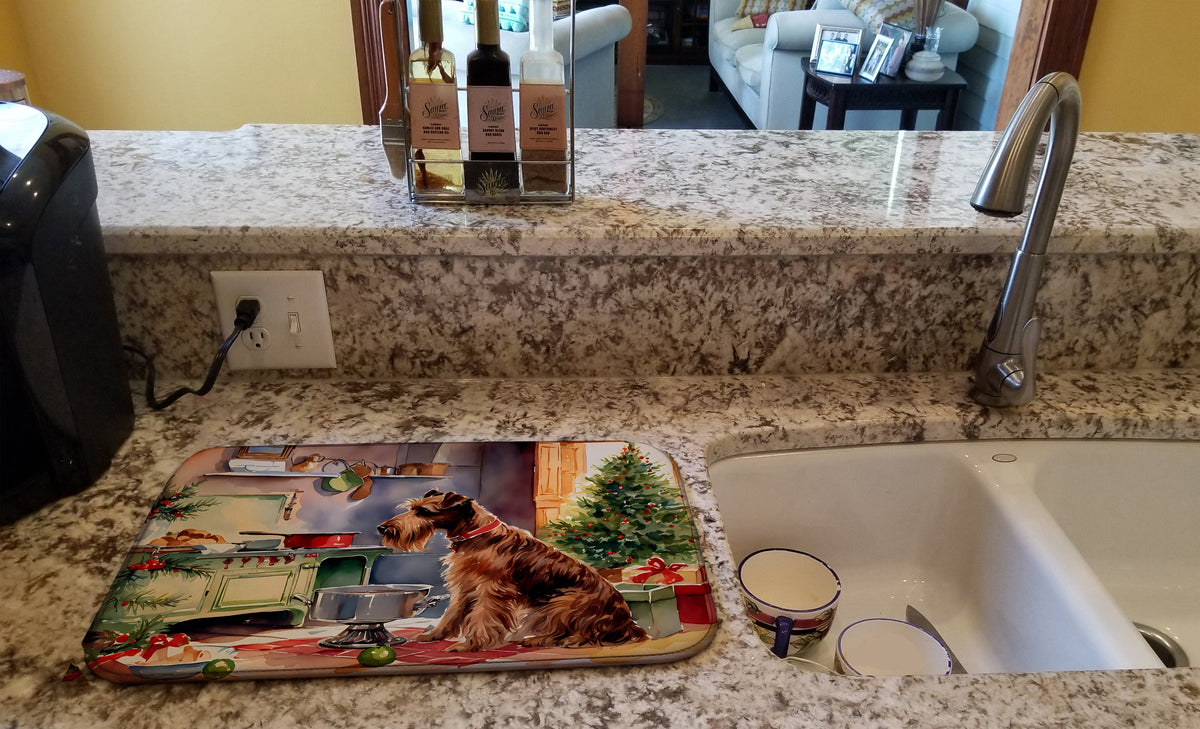 Caroline's Treasures Irish Terrier Christmas Cookies Dish Drying Mat