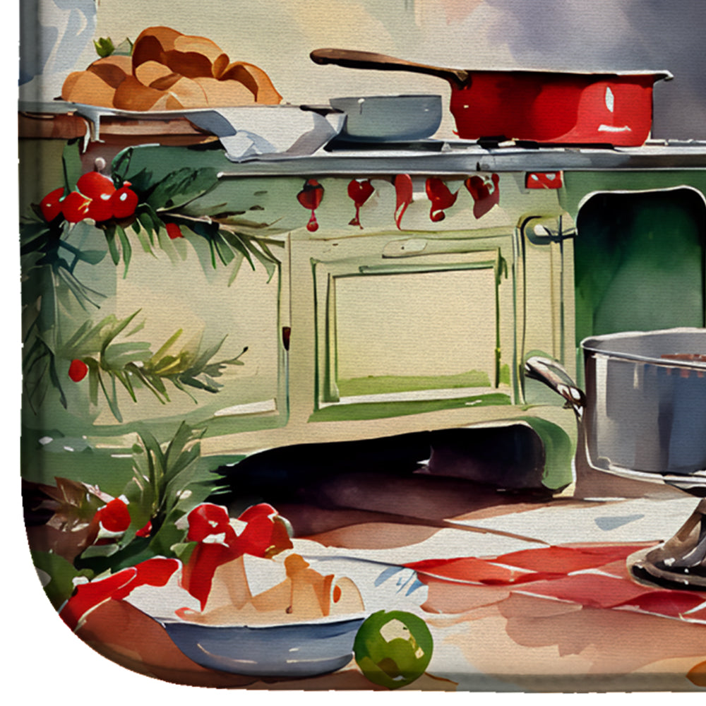 Caroline's Treasures Irish Terrier Christmas Cookies Dish Drying Mat