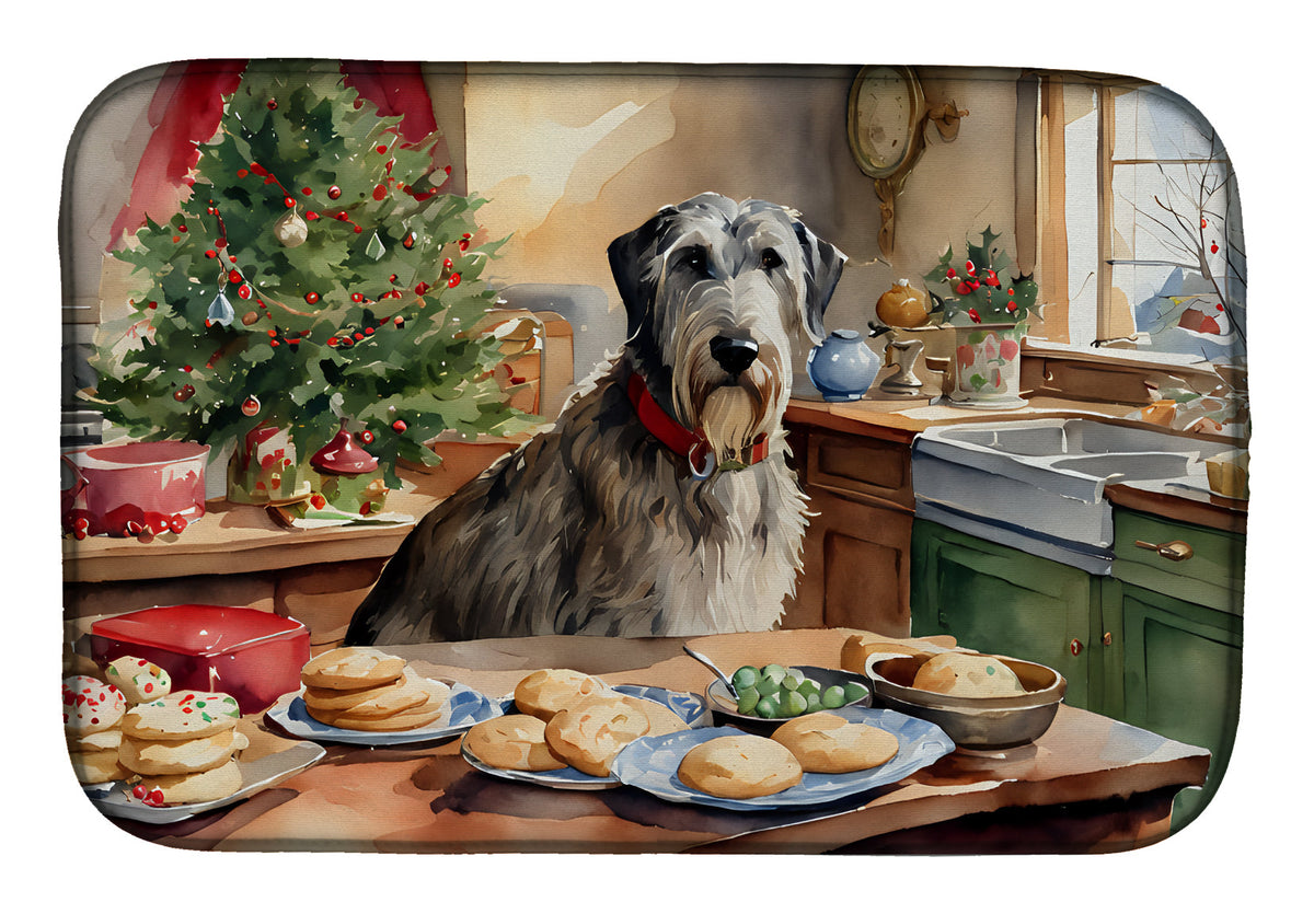 Caroline's Treasures Irish Wolfhound Christmas Cookies Dish Drying Mat