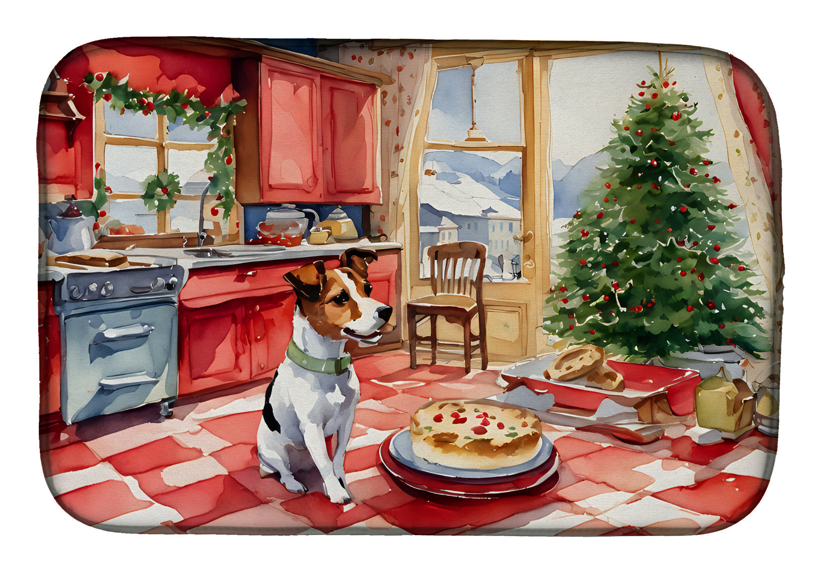 Caroline's Treasures Jack Russell Terrier Christmas Cookies Dish Drying Mat