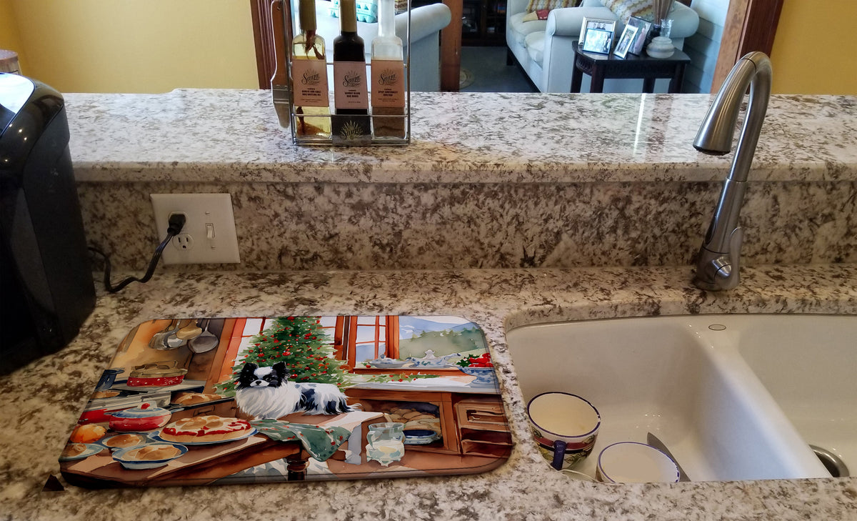 Caroline's Treasures Japanese Chin Christmas Cookies Dish Drying Mat