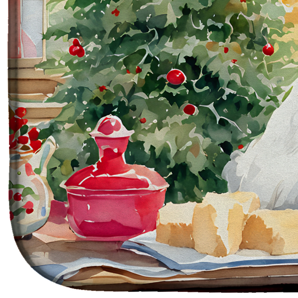 Caroline's Treasures Japanese Spitz Christmas Cookies Dish Drying Mat
