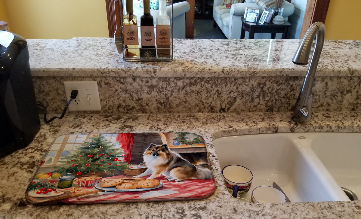 Caroline's Treasures Keeshond Christmas Cookies Dish Drying Mat