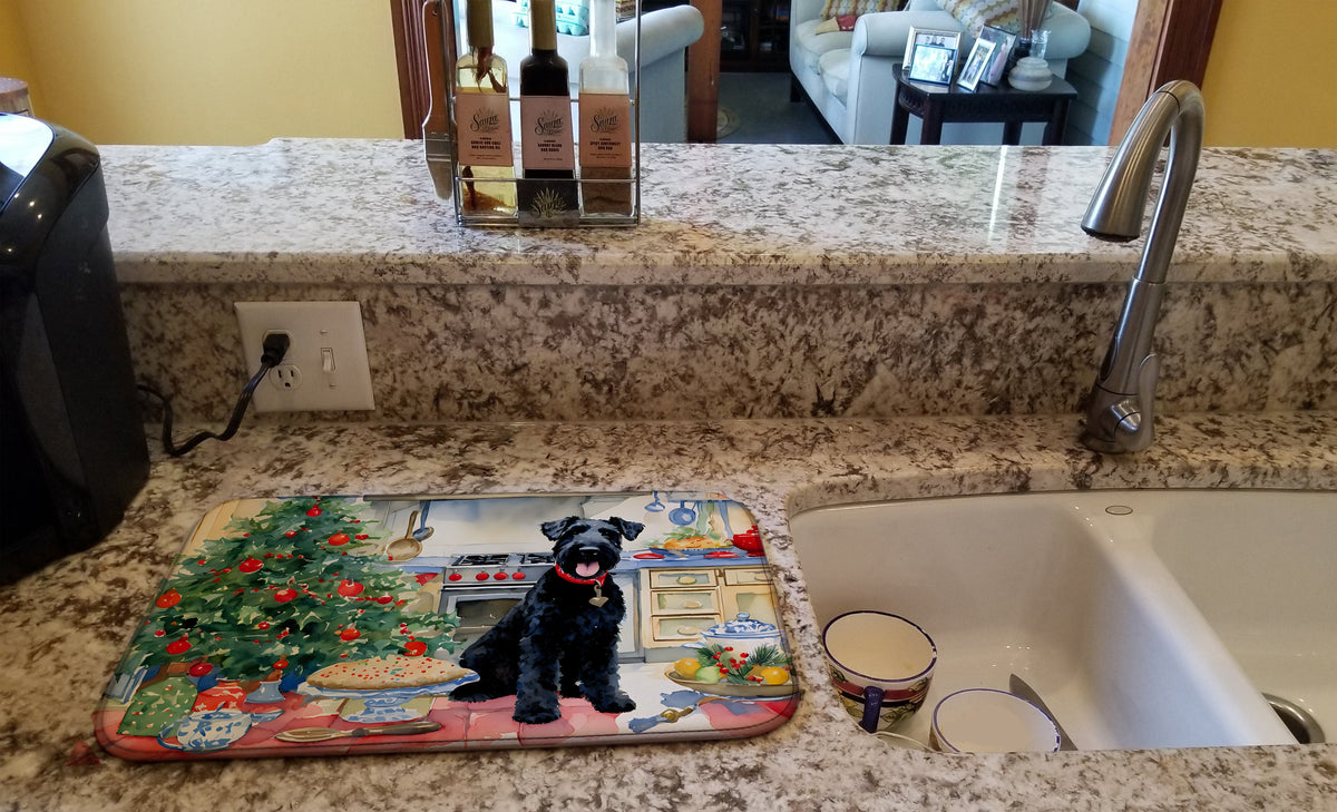 Caroline's Treasures Kerry Blue Terrier Christmas Cookies Dish Drying Mat