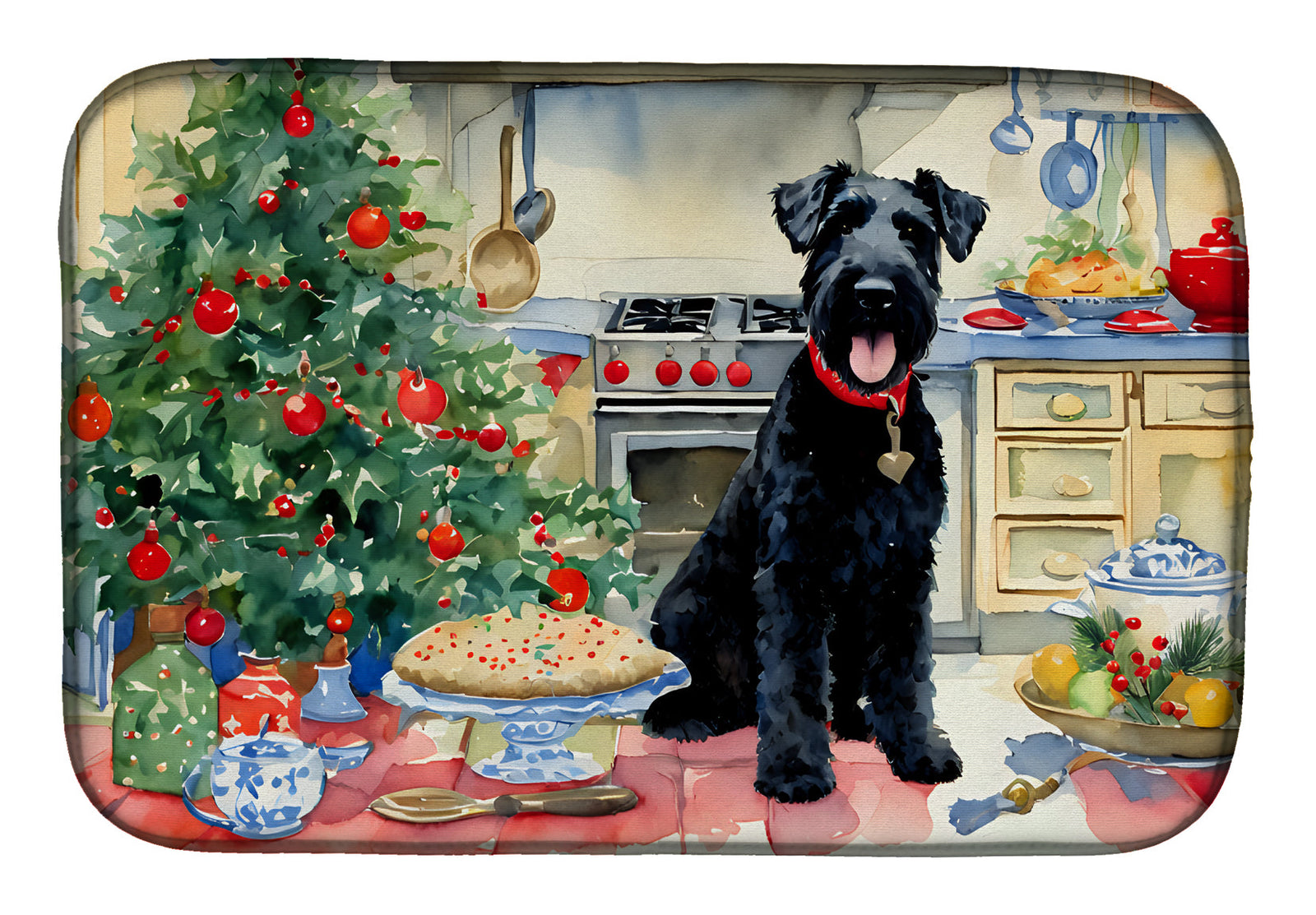 Caroline's Treasures Kerry Blue Terrier Christmas Cookies Dish Drying Mat
