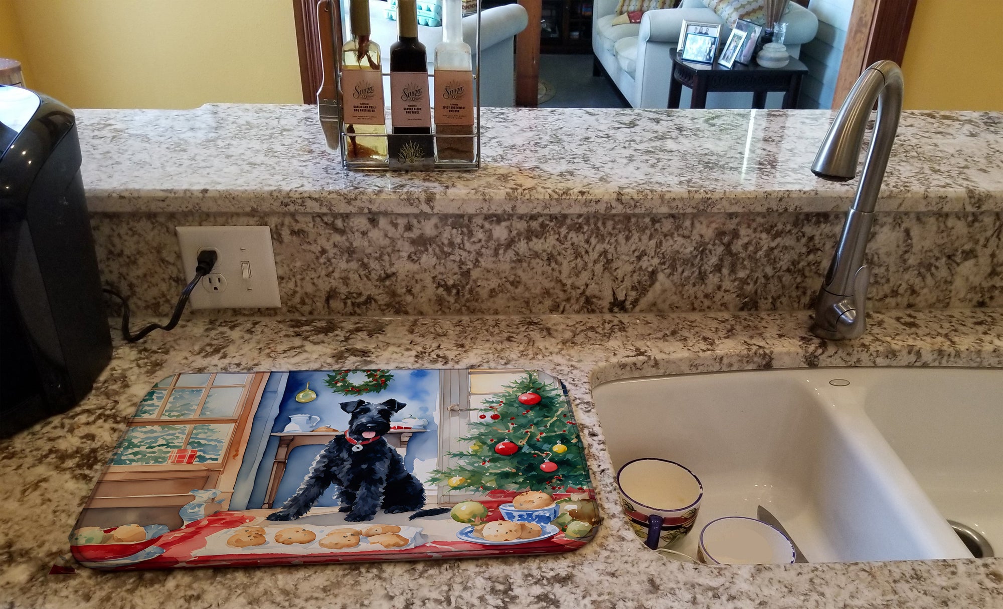 Caroline's Treasures Kerry Blue Terrier Christmas Cookies Dish Drying Mat