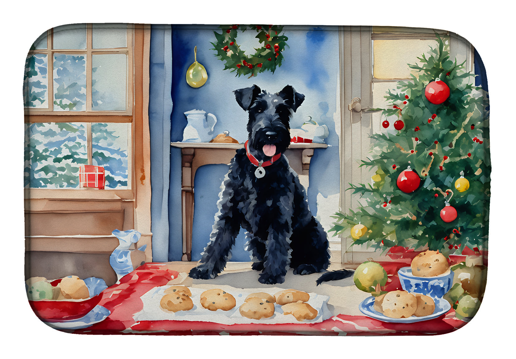 Caroline's Treasures Kerry Blue Terrier Christmas Cookies Dish Drying Mat
