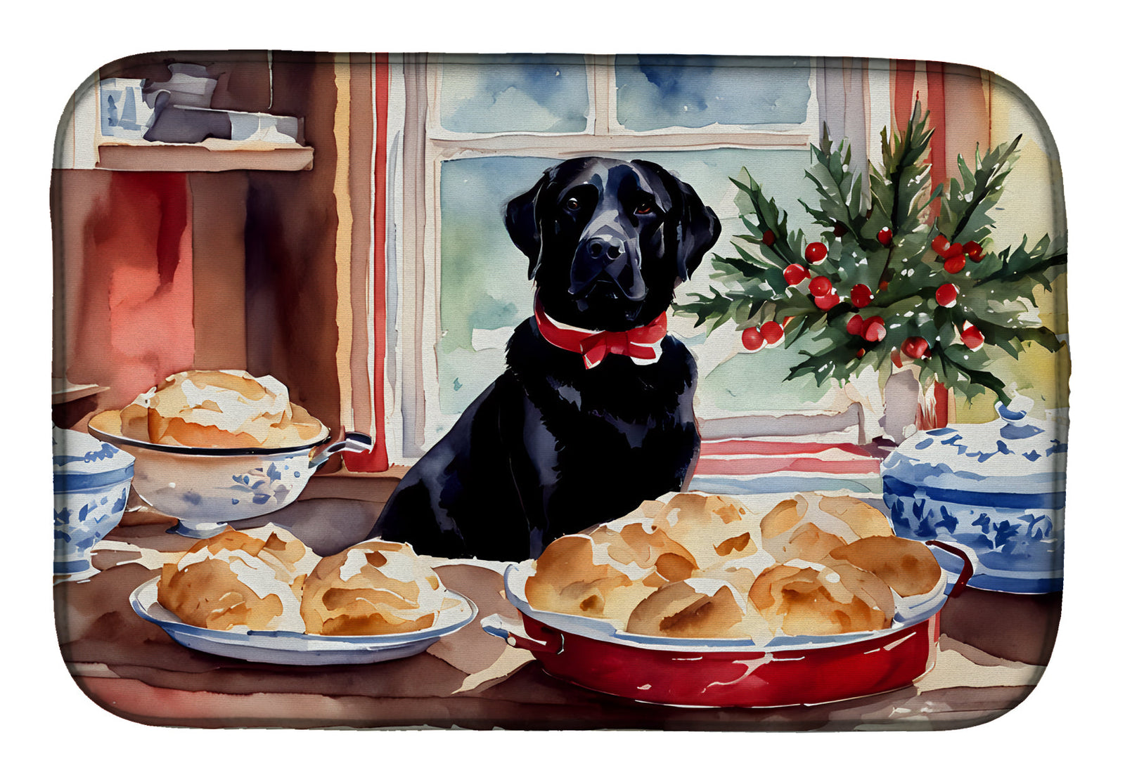 Caroline's Treasures Labrador Retriever Christmas Cookies Dish Drying Mat