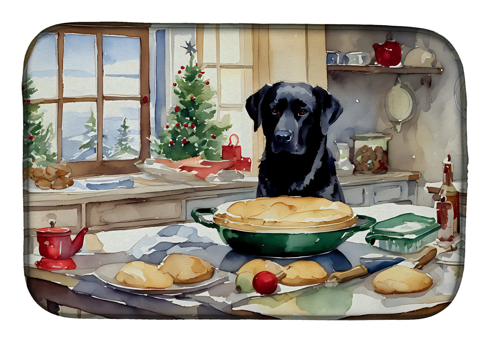 Caroline's Treasures Labrador Retriever Christmas Cookies Dish Drying Mat