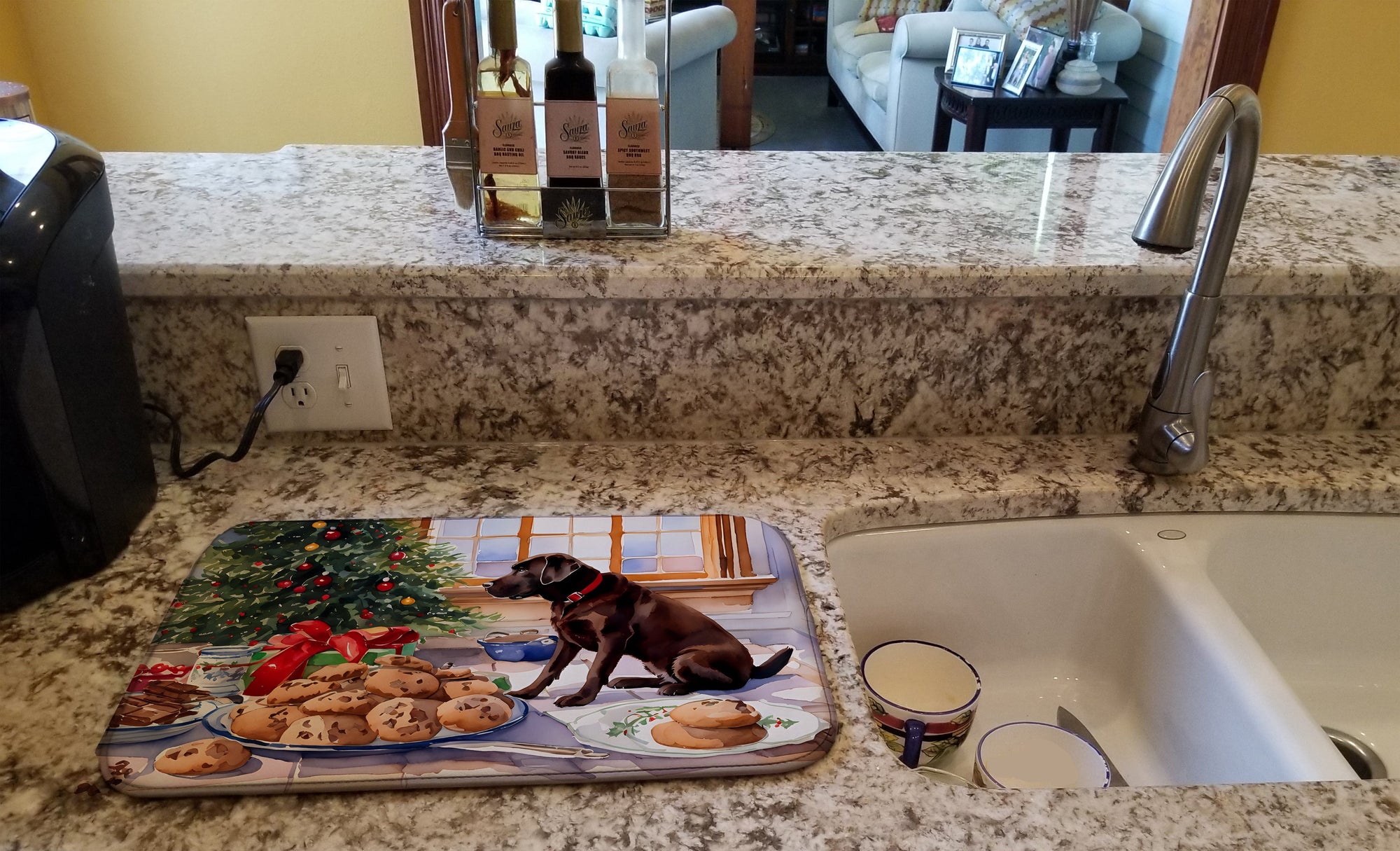 Caroline's Treasures Labrador Retriever Christmas Cookies Dish Drying Mat