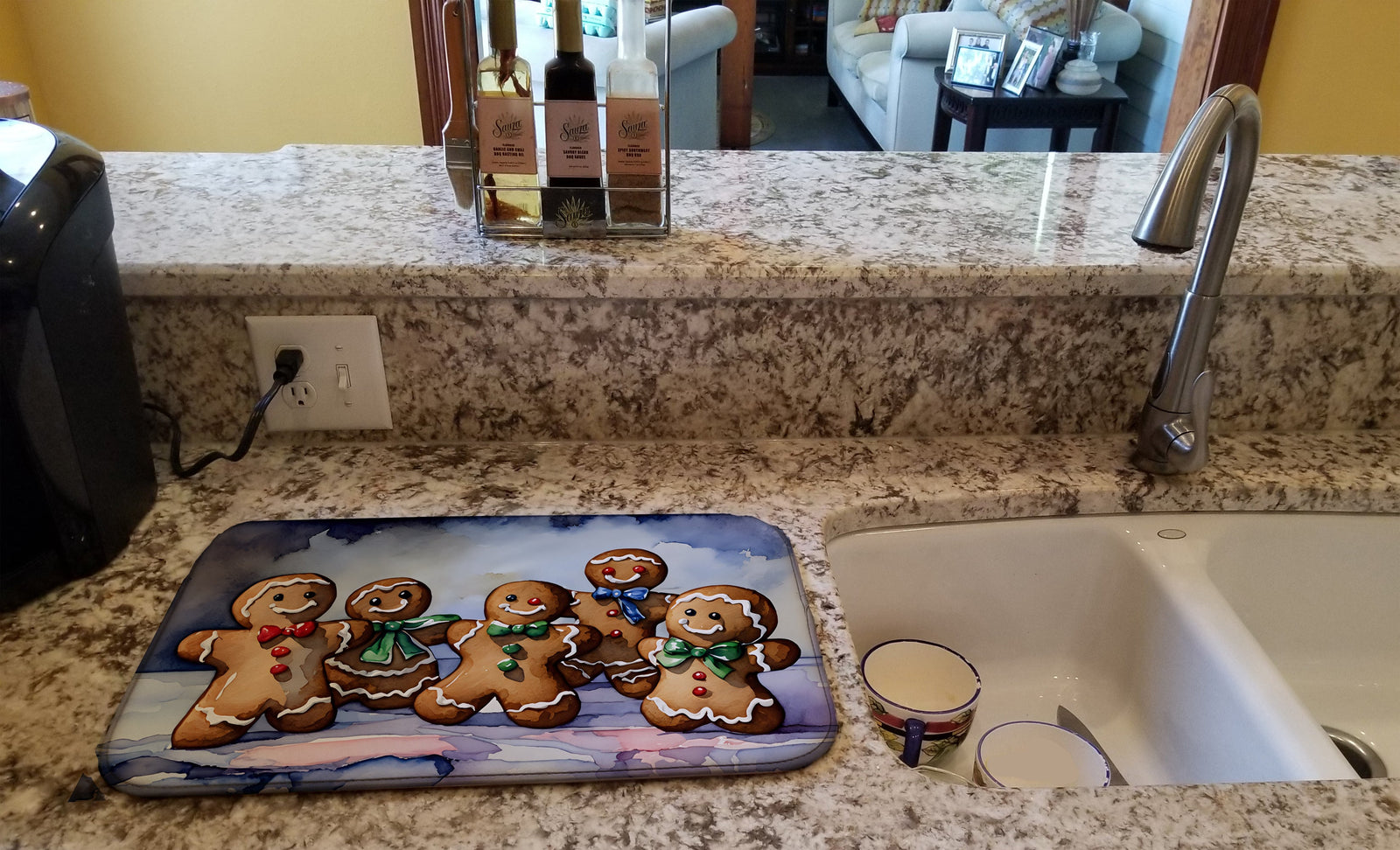 Caroline's Treasures Christmas Gingerbread Dish Drying Mat