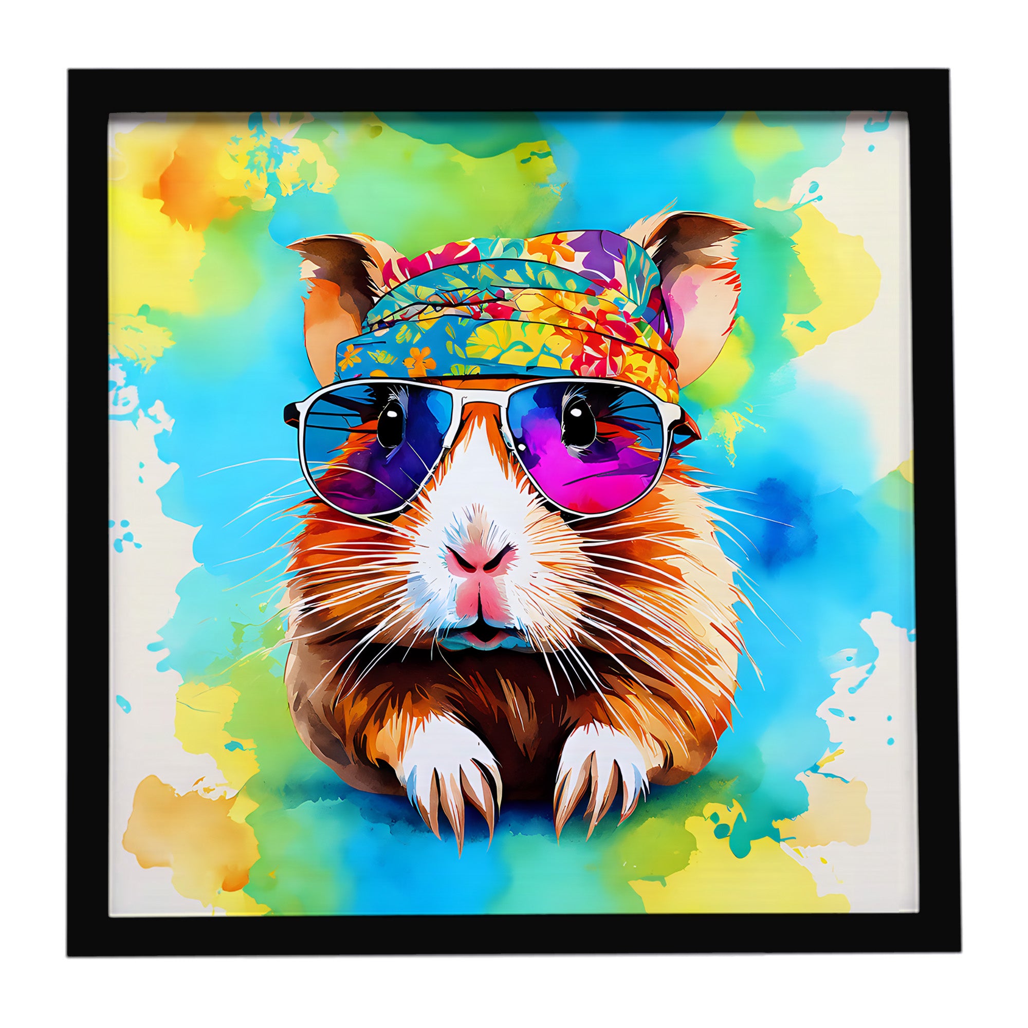 Caroline's Treasures Hippie Animal Guinea Pig Framed Metal Print