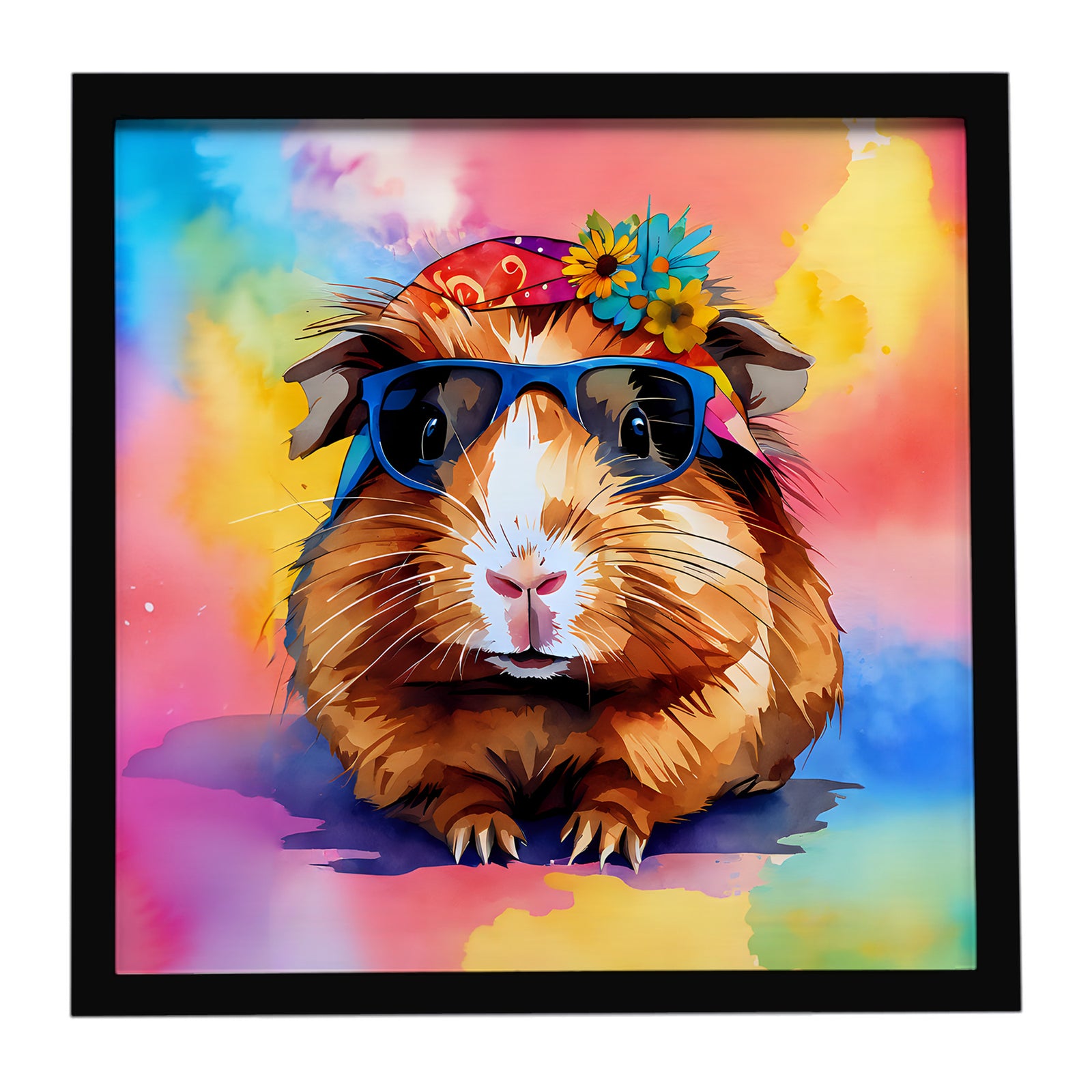 Caroline's Treasures Hippie Animal Guinea Pig Framed Metal Print