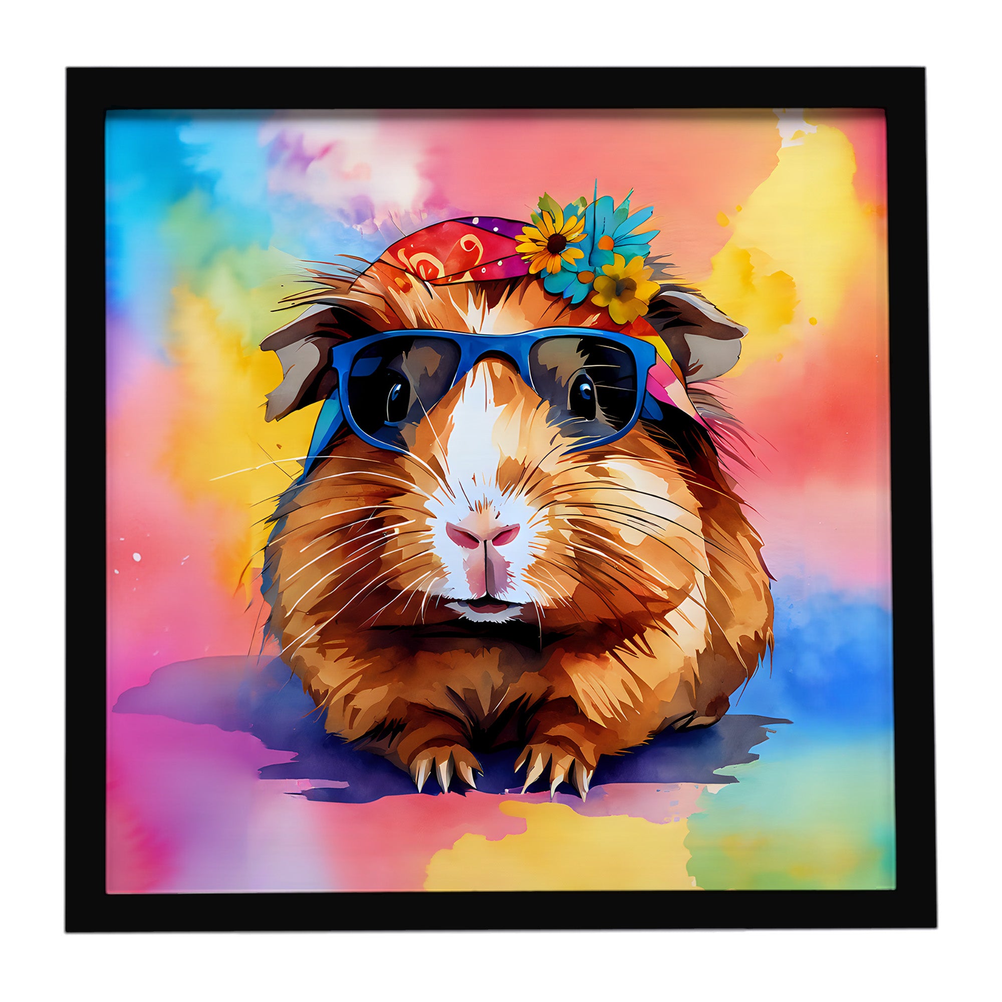 Caroline's Treasures Hippie Animal Guinea Pig Framed Metal Print