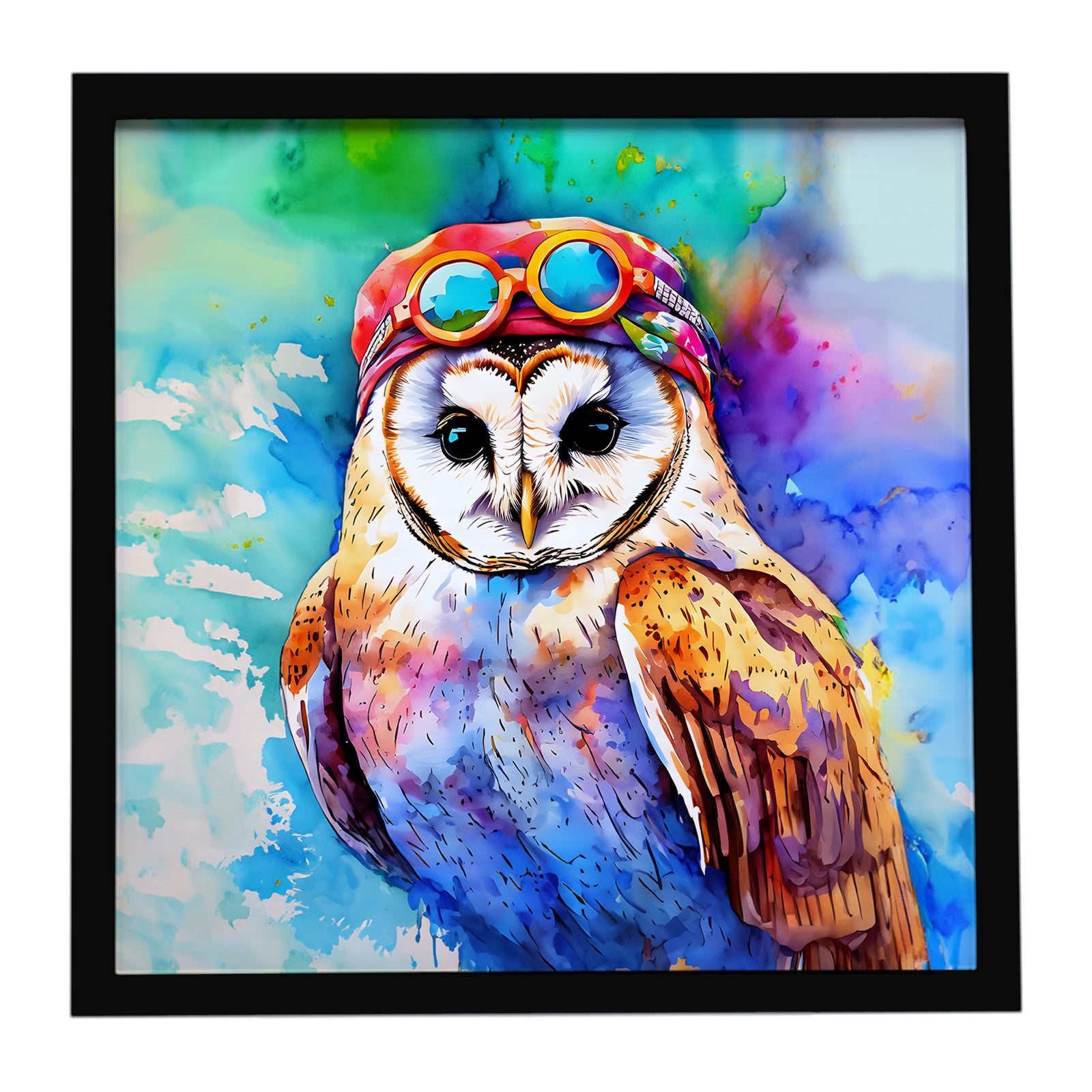 Caroline's Treasures Hippie Animal Barn Owl Framed Metal Print