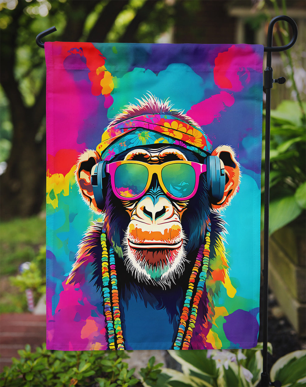 Hippie Animal Chimpanzee Garden Flag