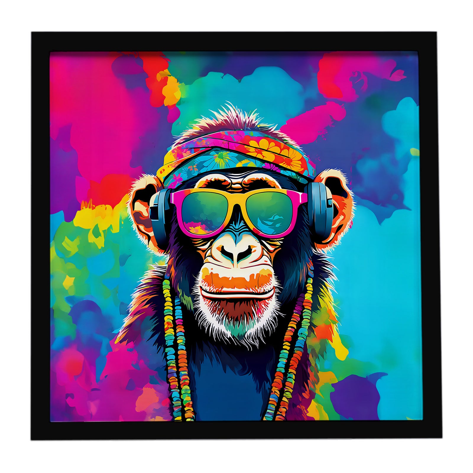 Caroline's Treasures Hippie Animal Chimpanzee Framed Metal Print