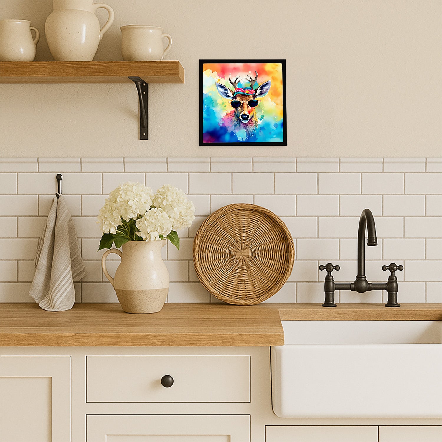 Caroline's Treasures Hippie Animal Deer Framed Metal Print