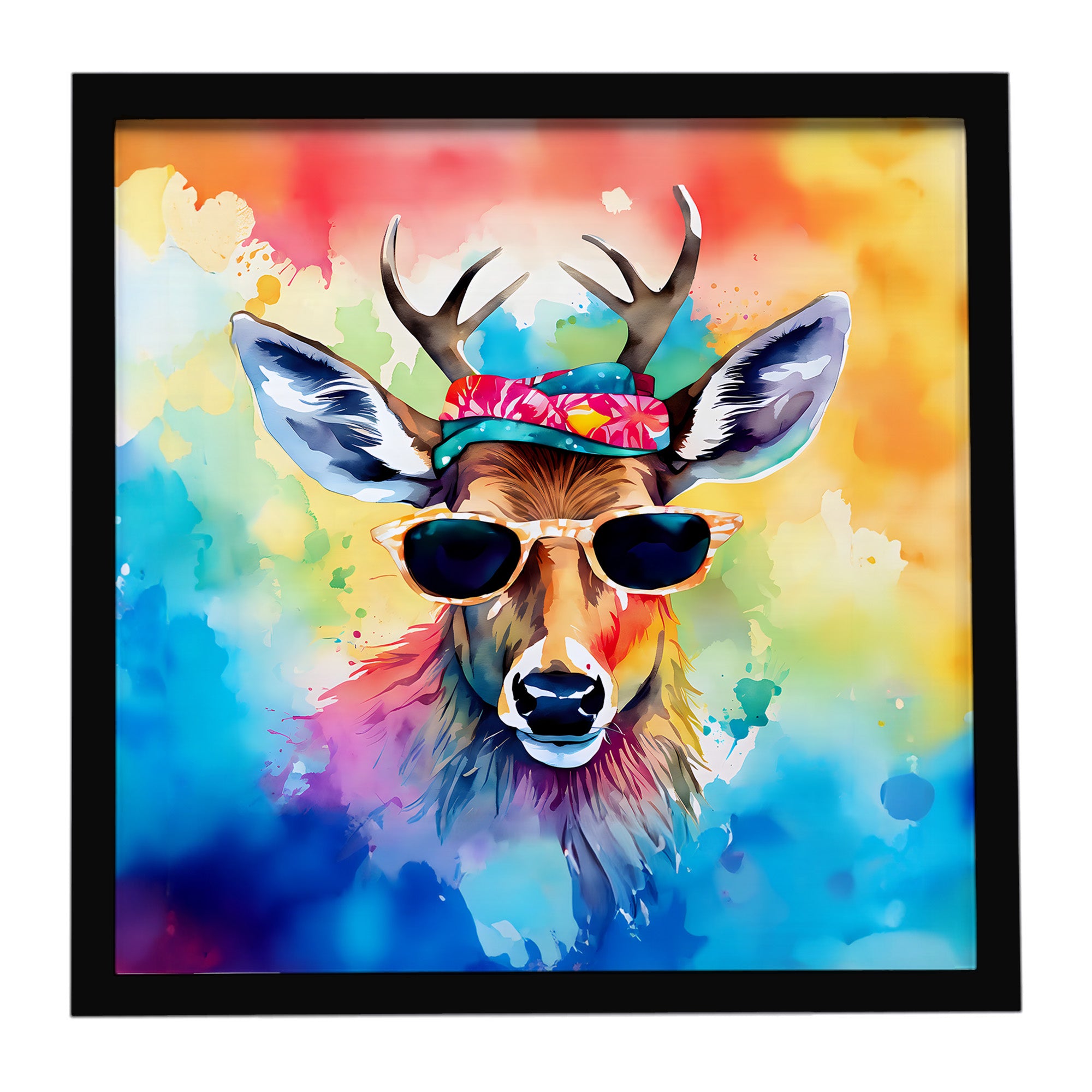 Caroline's Treasures Hippie Animal Deer Framed Metal Print