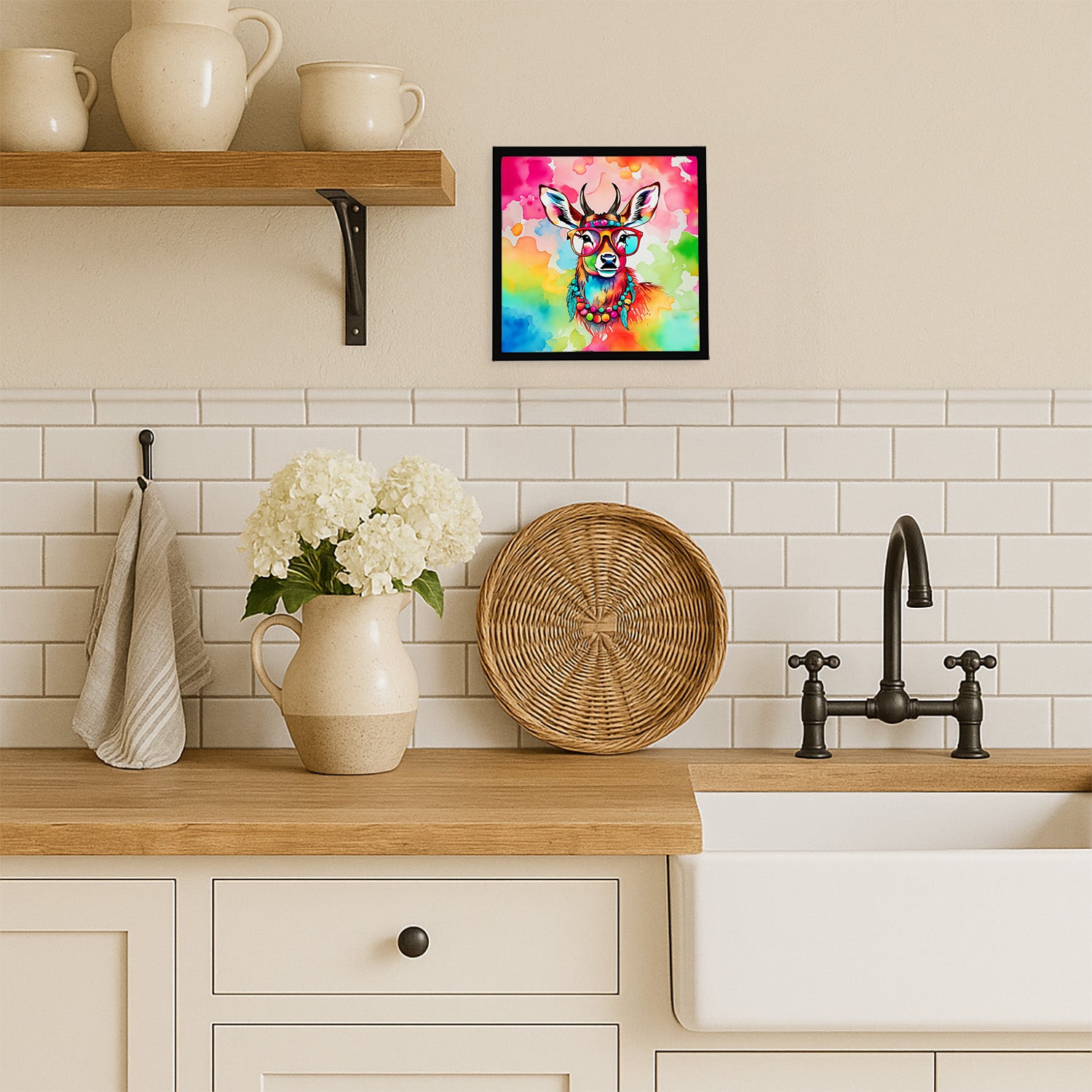 Caroline's Treasures Hippie Animal Deer Framed Metal Print