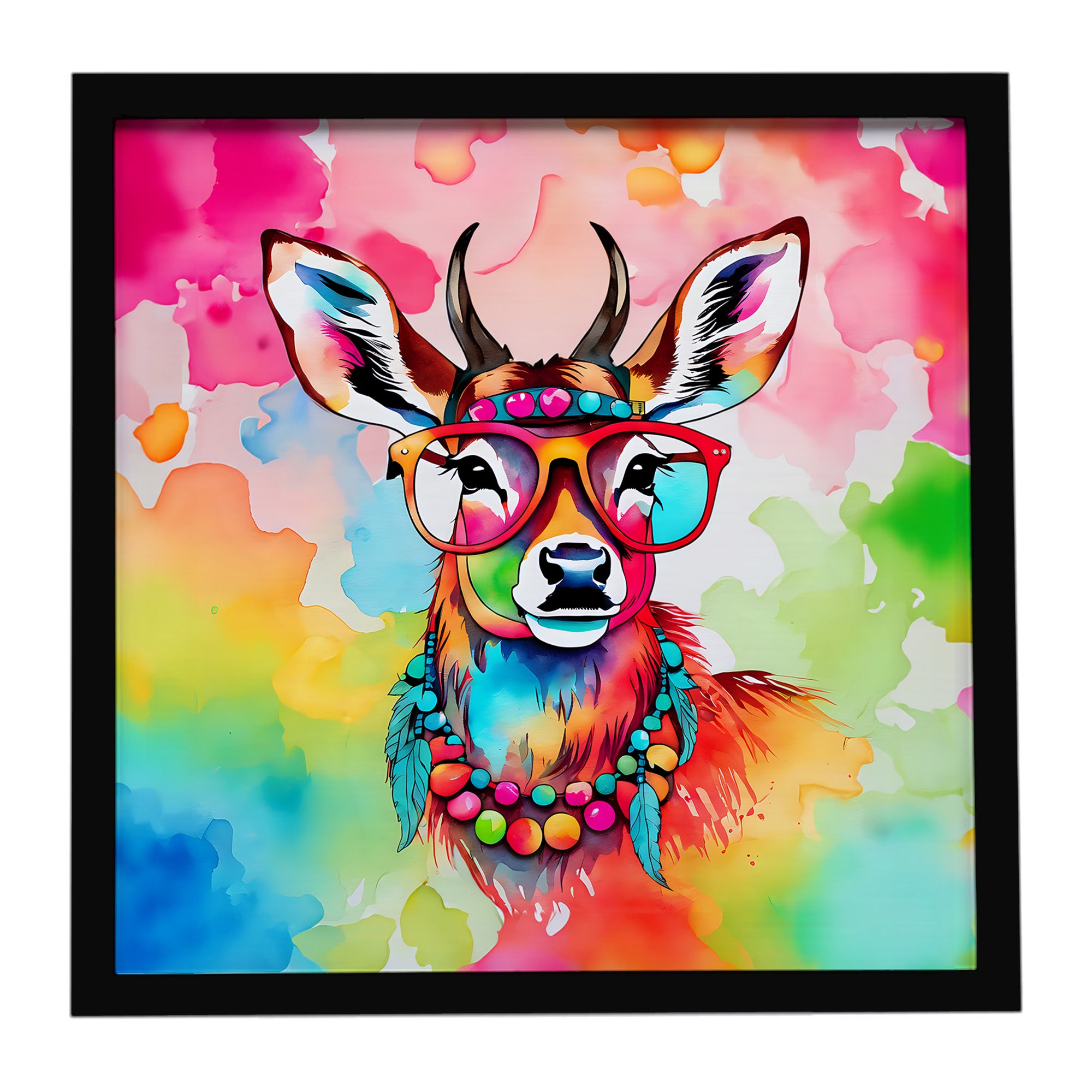 Caroline's Treasures Hippie Animal Deer Framed Metal Print