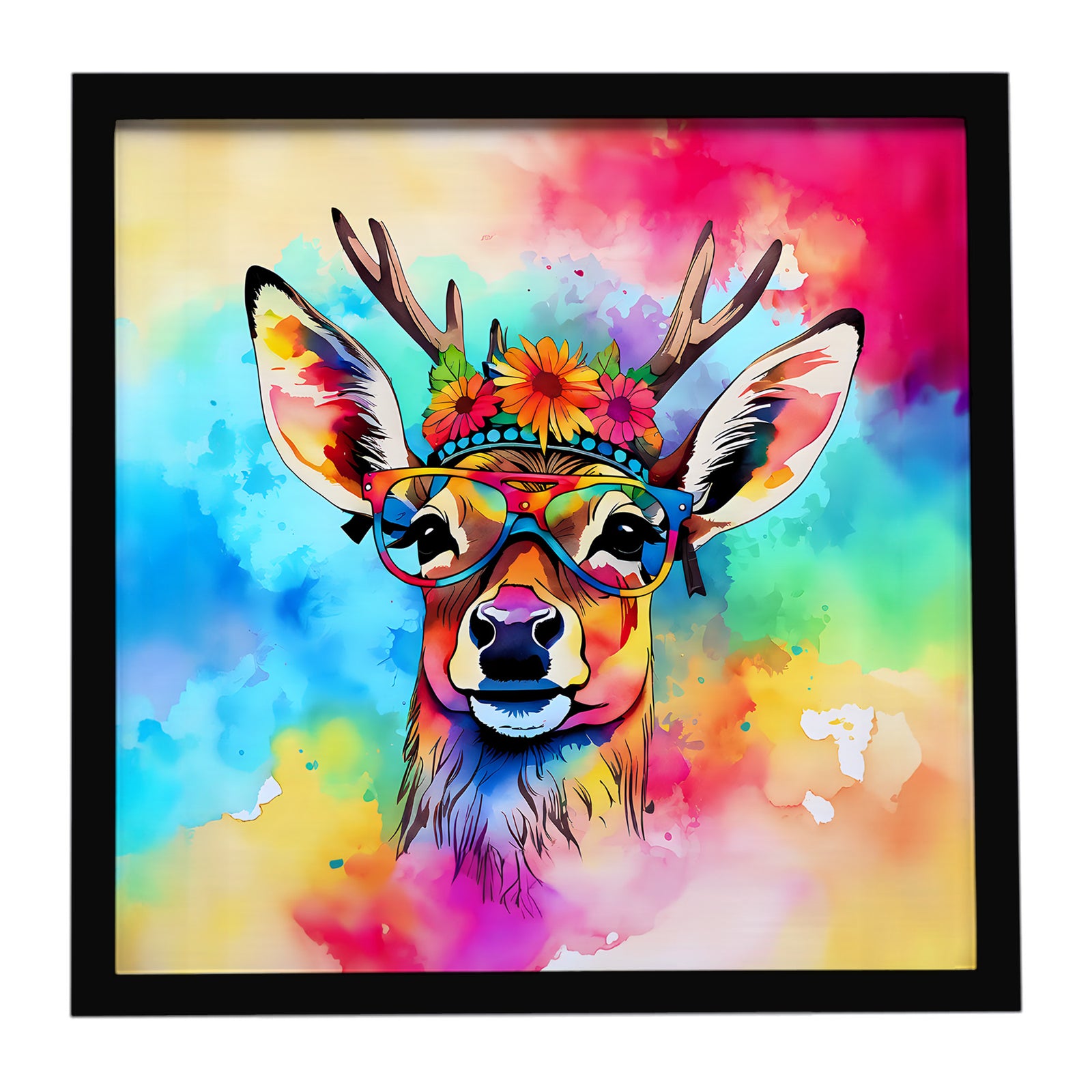 Caroline's Treasures Hippie Animal Deer Framed Metal Print