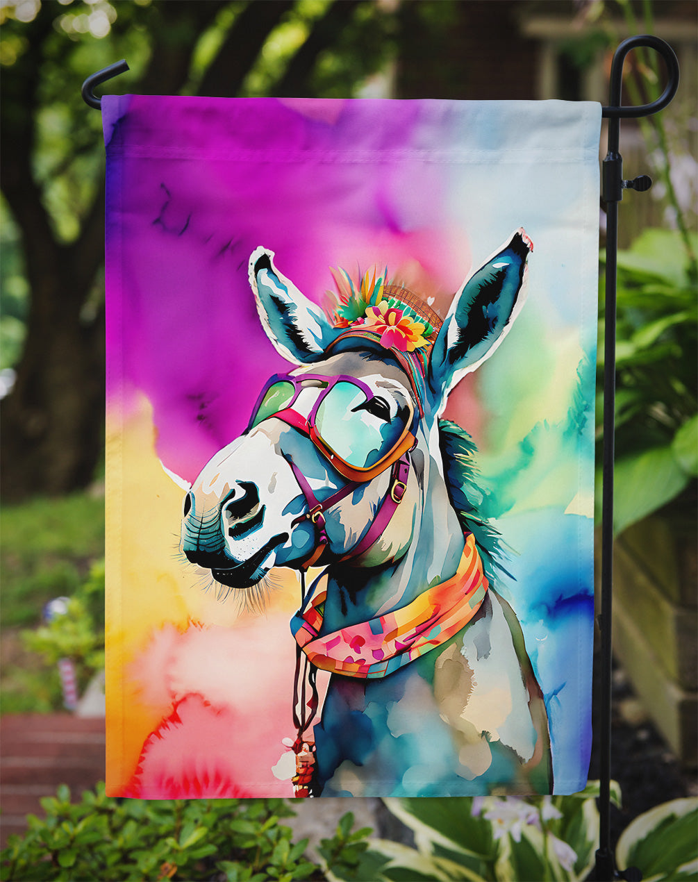 Hippie Animal Donkey Garden Flag