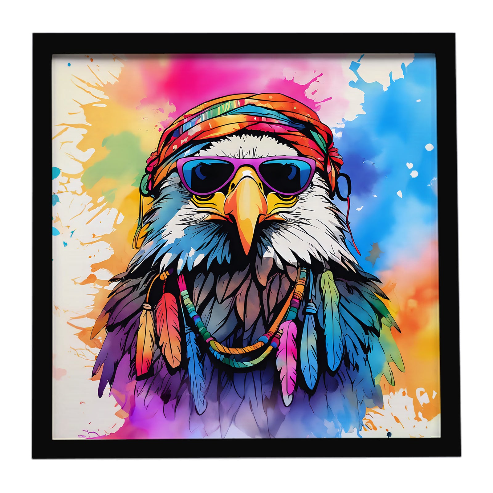Caroline's Treasures Hippie Animal Eagle Framed Metal Print