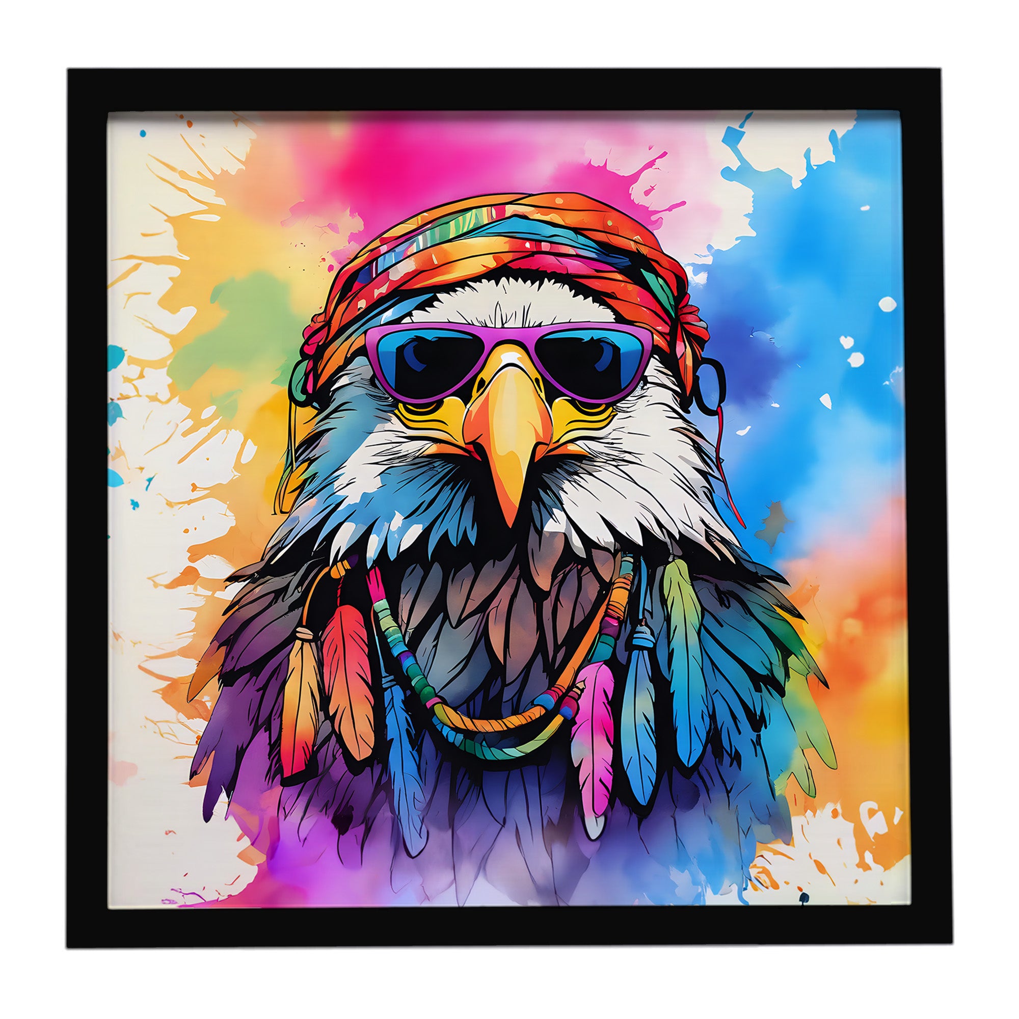 Caroline's Treasures Hippie Animal Eagle Framed Metal Print