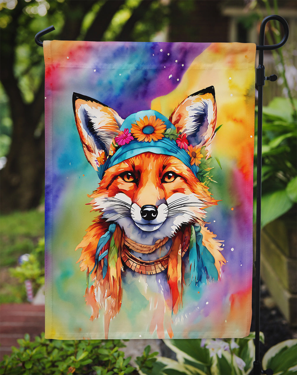 Hippie Animal Fox Garden Flag