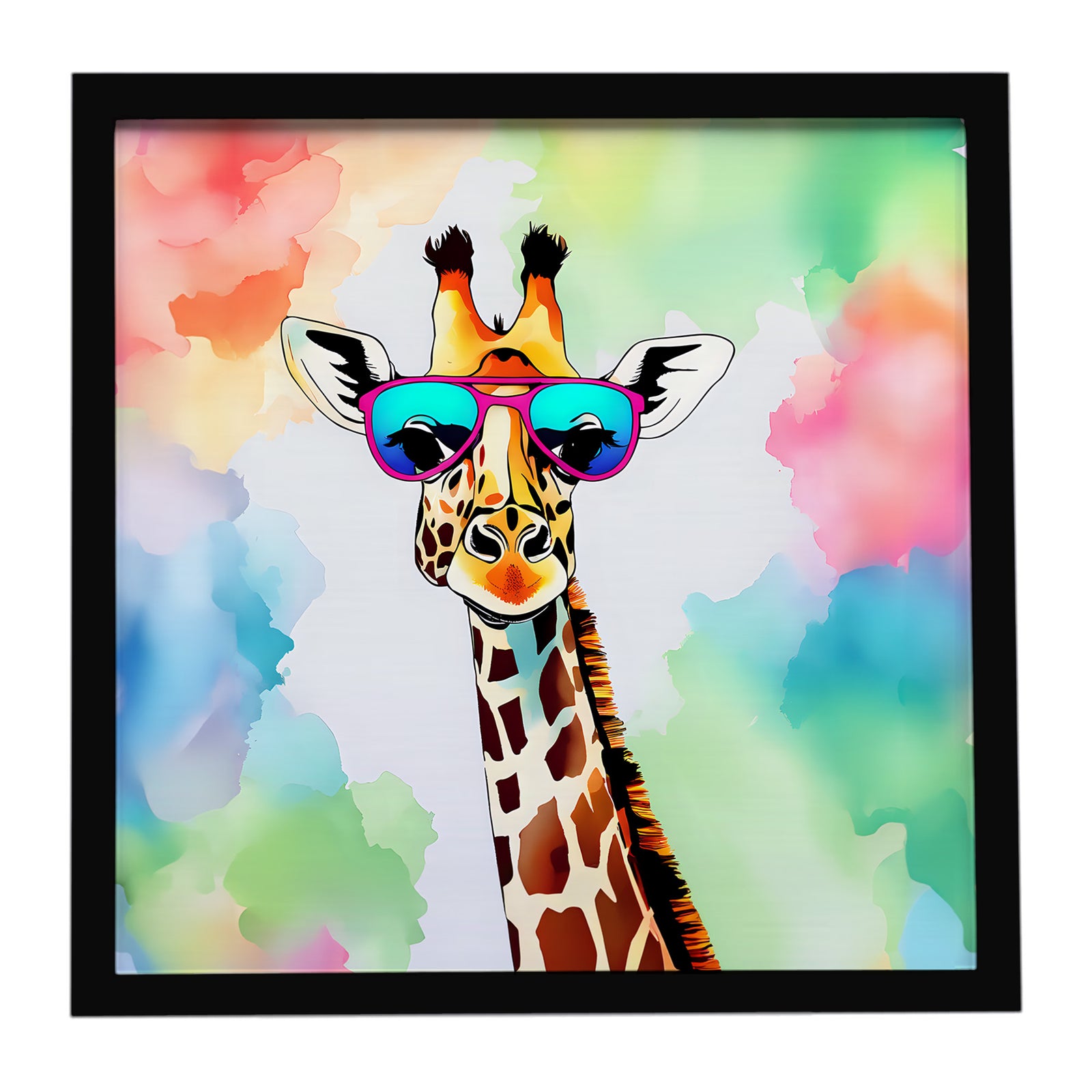 Caroline's Treasures Hippie Animal Giraffe Framed Metal Print