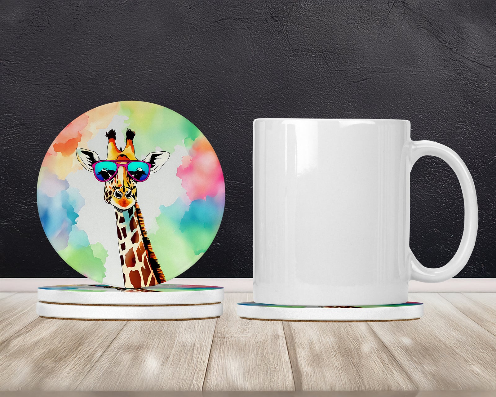 Caroline's Treasures Hippie Animal Giraffe Large Sandstone Coasters Pack of 4