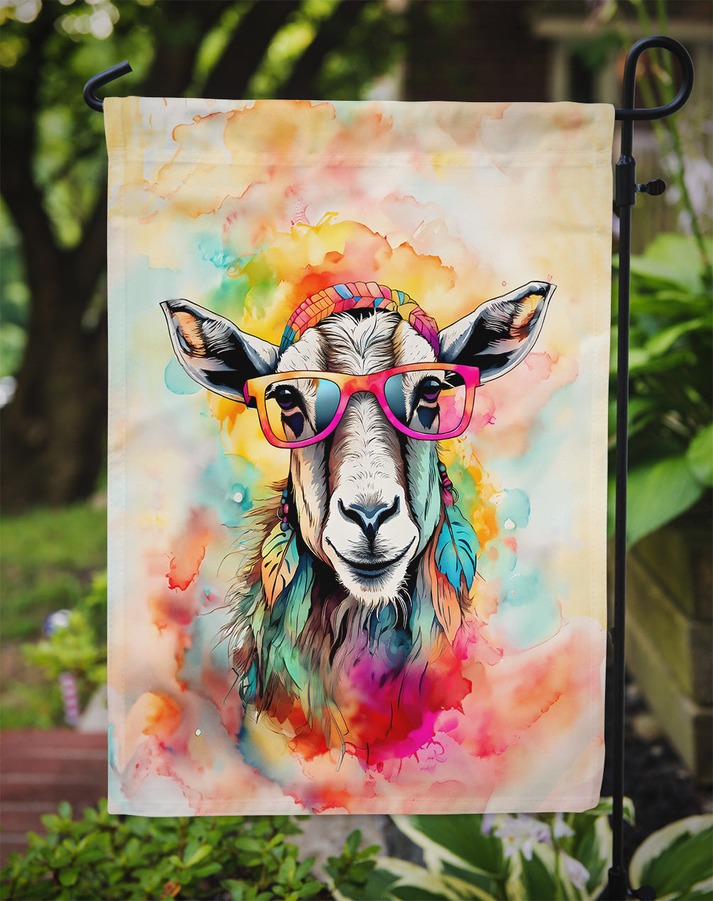 Hippie Animal Goat Garden Flag