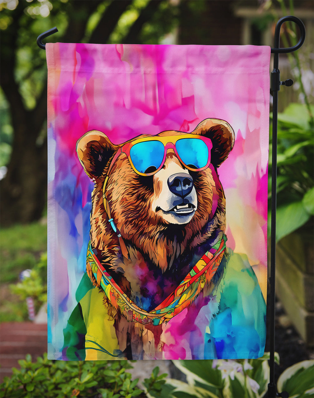 Hippie Animal Grizzly Bear Garden Flag
