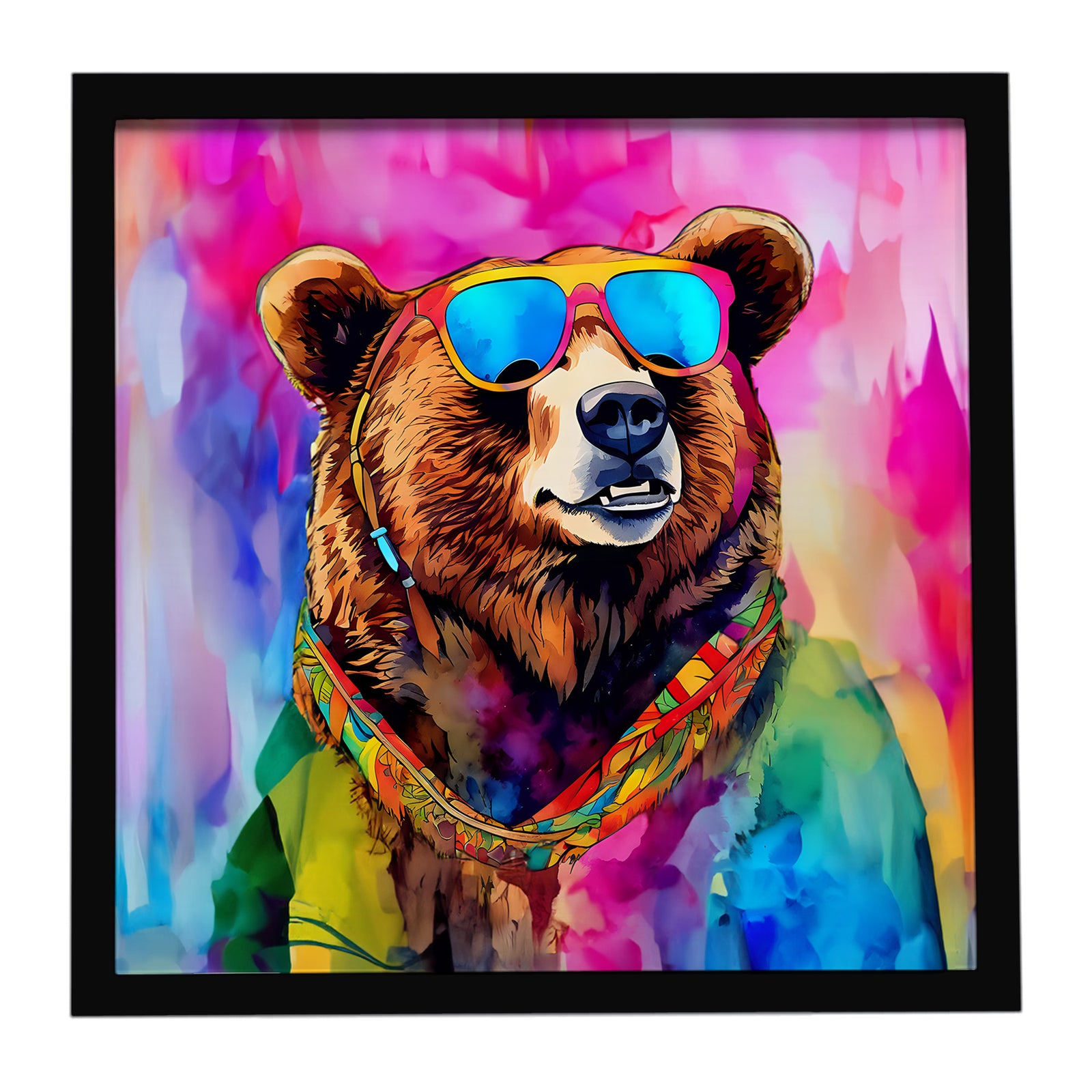 Caroline's Treasures Hippie Animal Grizzly Bear Framed Metal Print