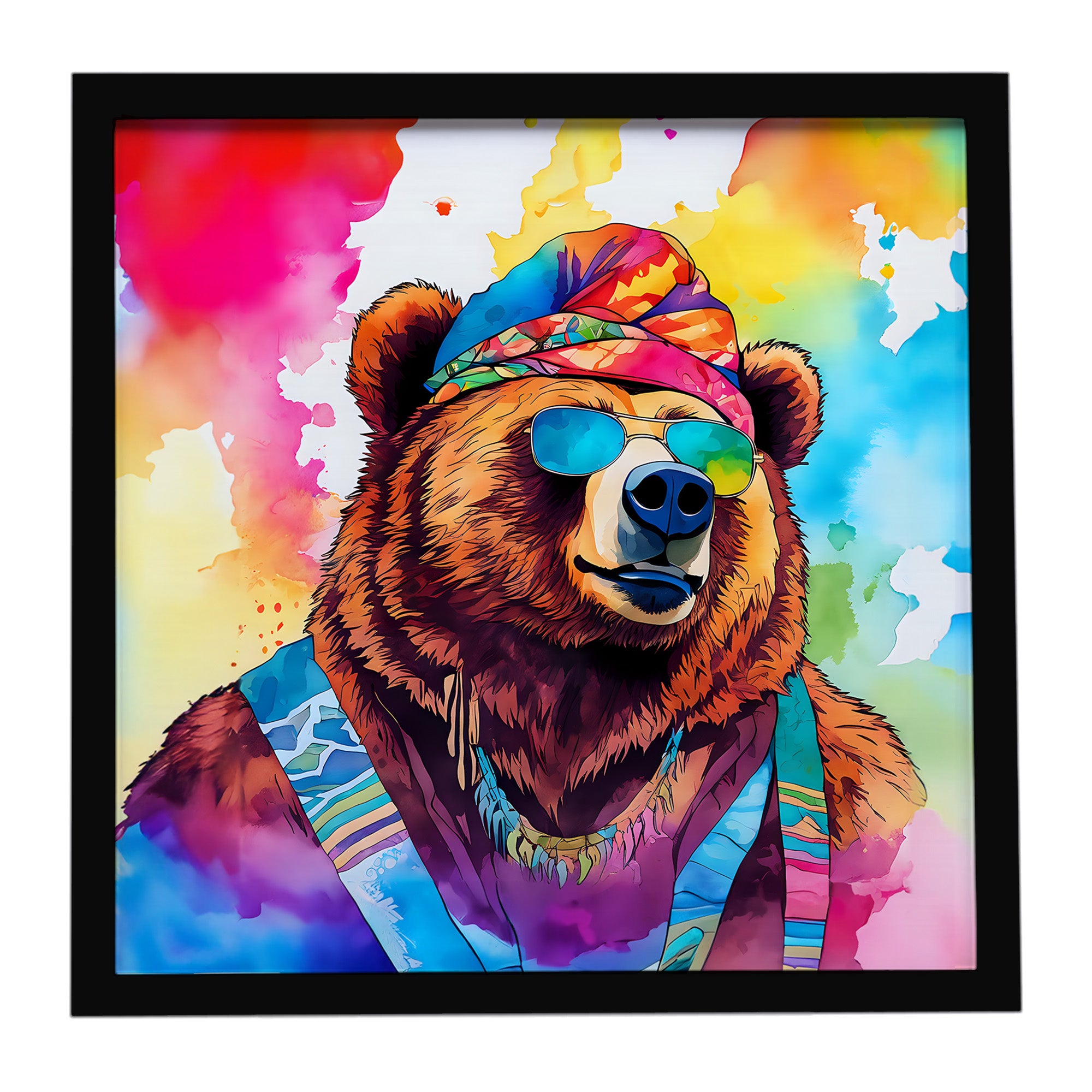 Caroline's Treasures Hippie Animal Grizzly Bear Framed Metal Print