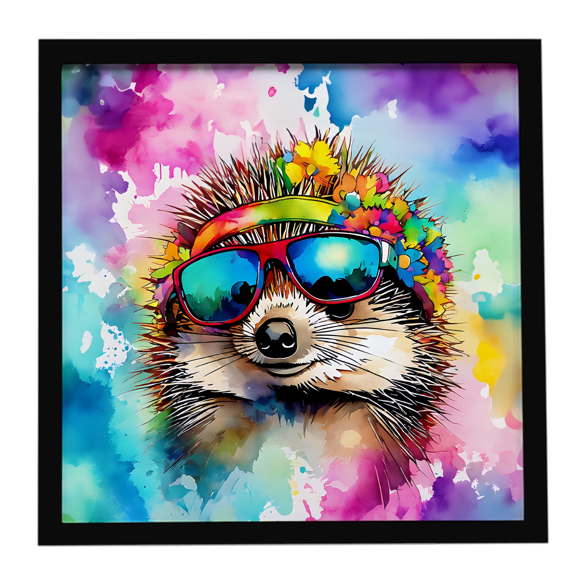 Caroline's Treasures Hippie Animal Hedgehog Framed Metal Print