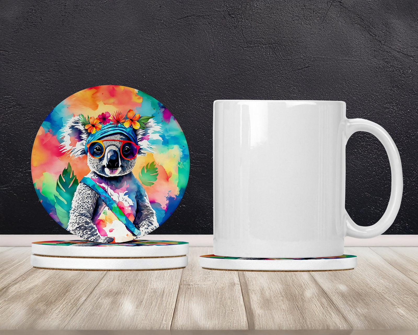 Caroline's Treasures Hippie Animal Koala Large Sandstone Coasters Pack of 4