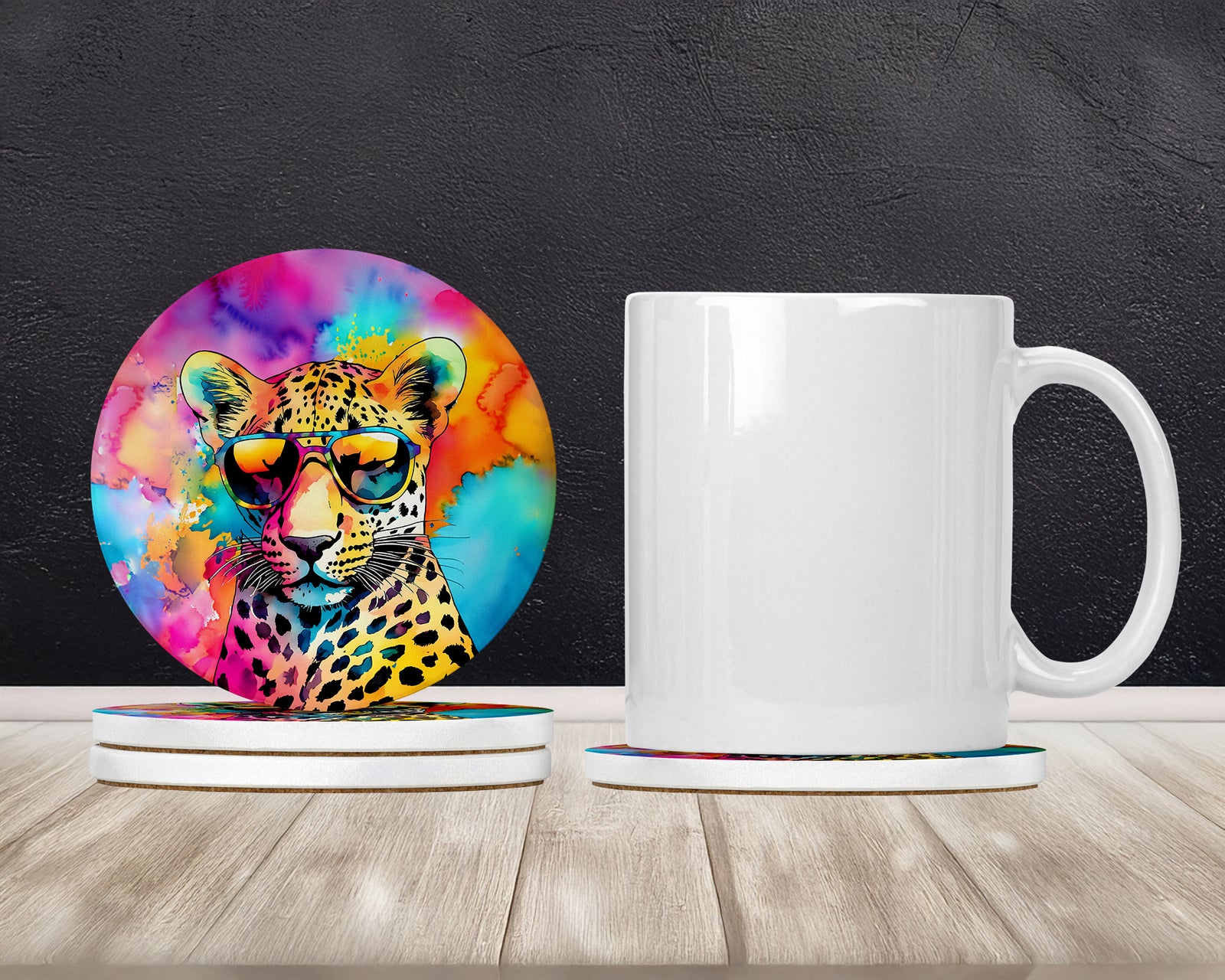 Caroline's Treasures Hippie Animal Leopard Large Sandstone Coasters Pack of 4