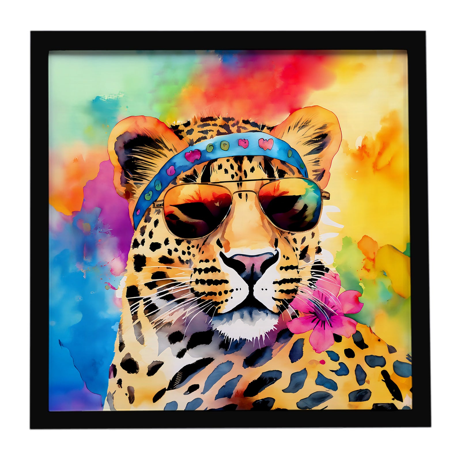 Caroline's Treasures Hippie Animal Leopard Framed Metal Print