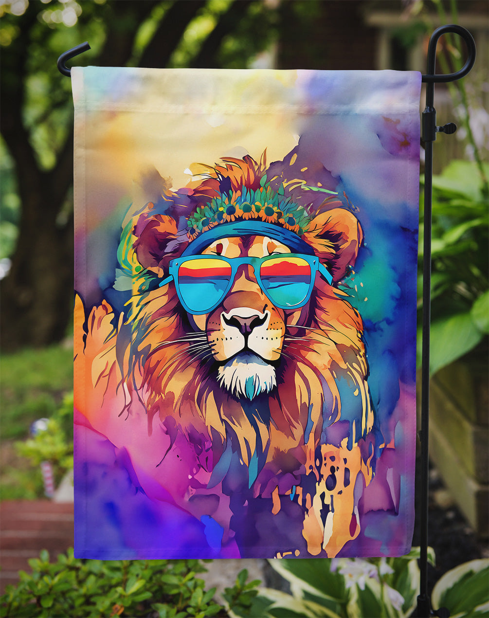 Hippie Animal Lion Garden Flag