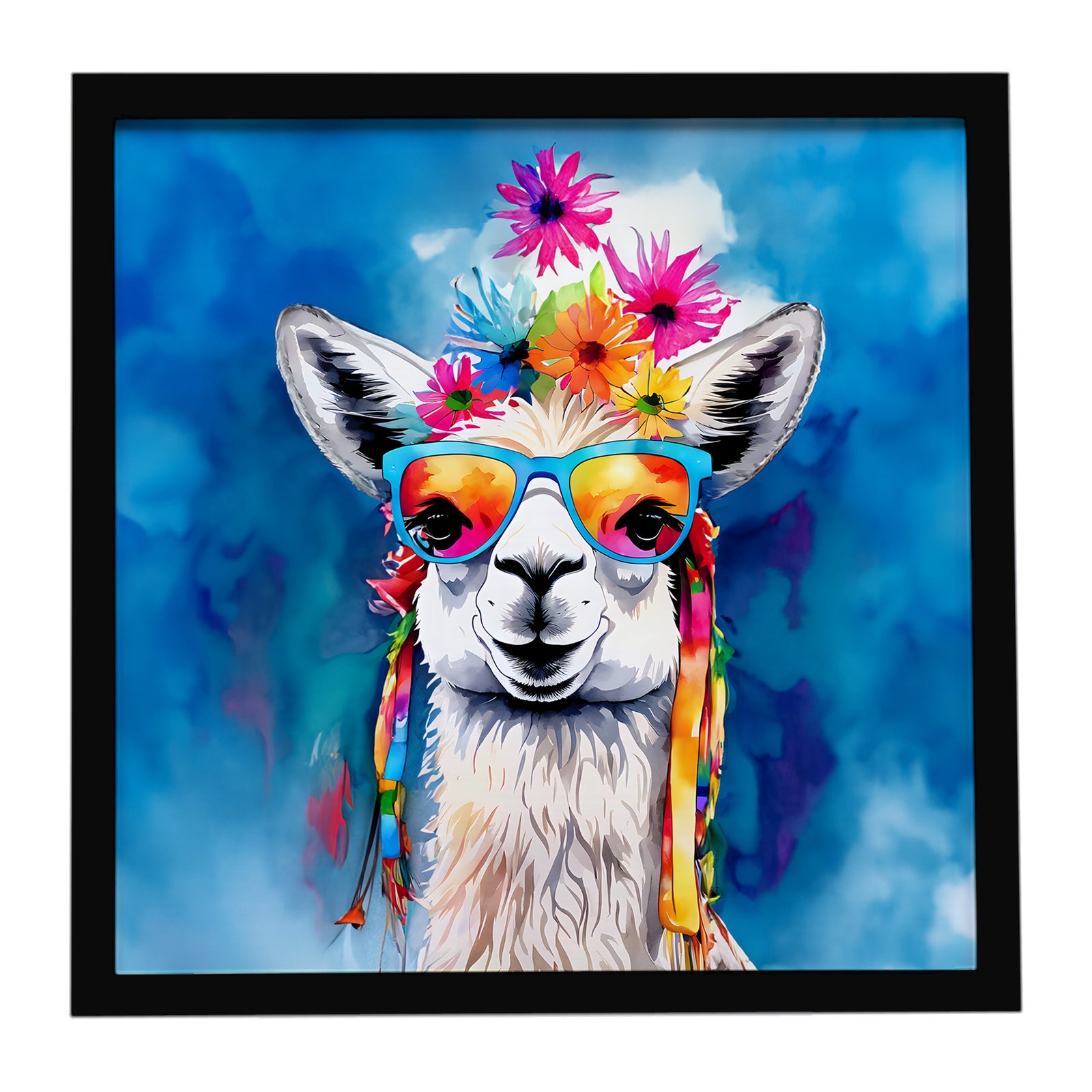 Caroline's Treasures Hippie Animal Llama Framed Metal Print
